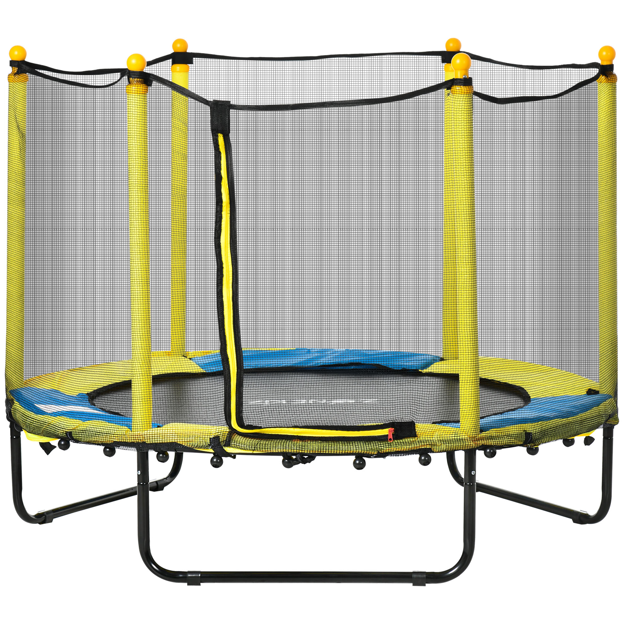 4.6FT / 55 Inch Kids Trampoline with Enclosure Safety Net Pads Indoor Trampolines for