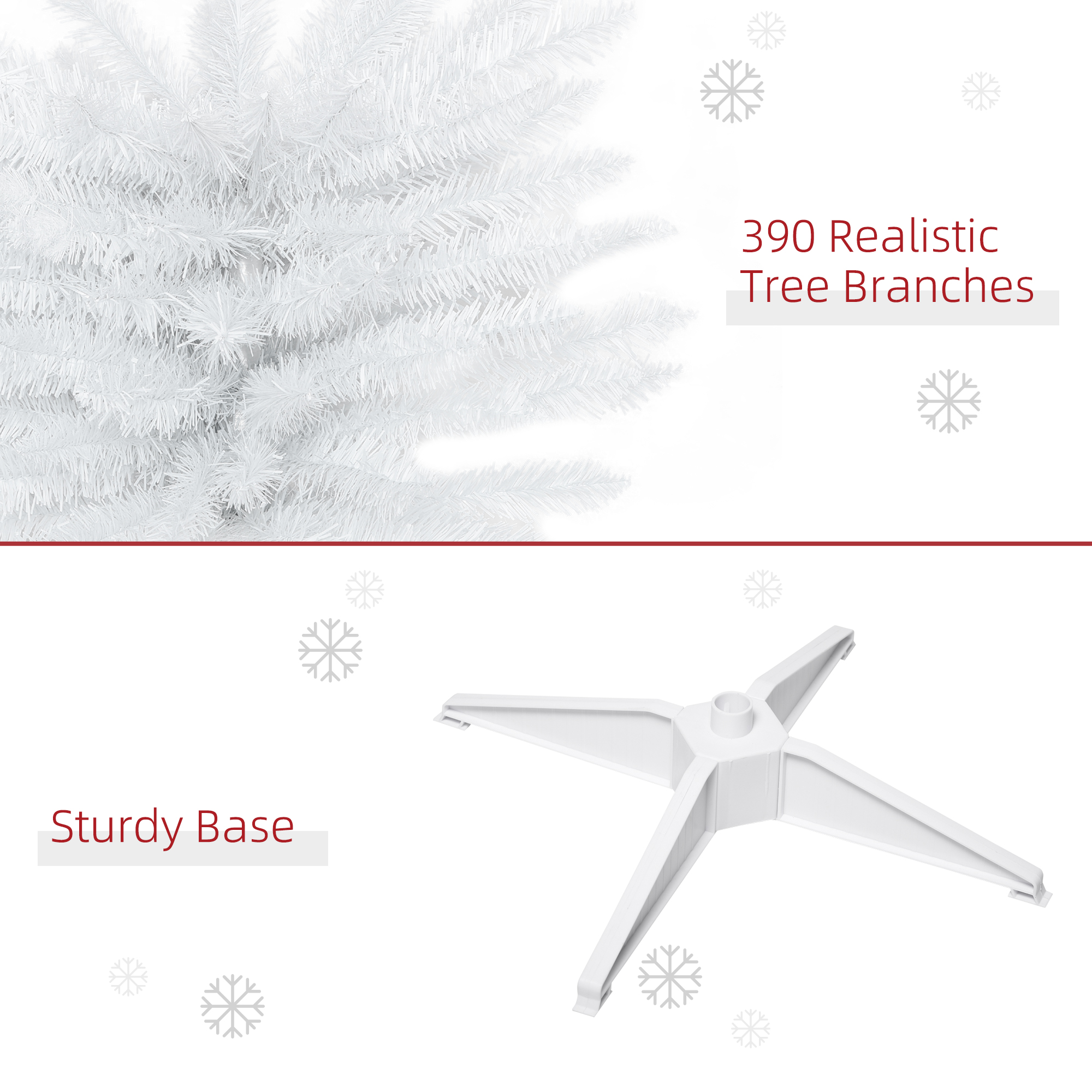 HOMCOM 1.8m 6ft Artificial Pine Pencil Slim Tall Christmas Tree with 390 Branch Tips Xmas Holiday DÃ©cor with Stand White