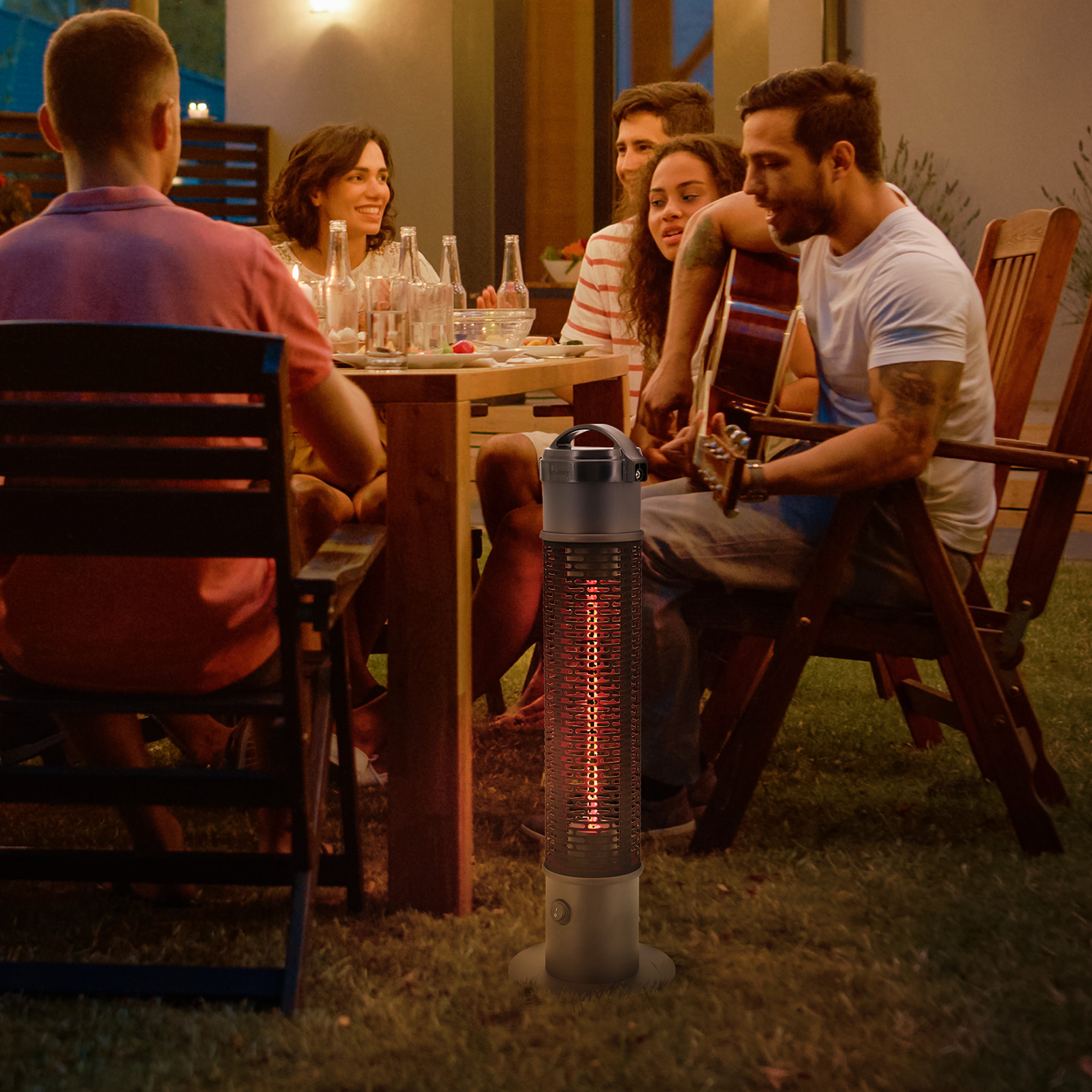 Outsunny Table Top Patio Heater, 1.2kW Infrared Outdoor Electric Heater with IP54 Rated Weather Resistance, Tip Over Safety Switch Î¦20 x 65 cm