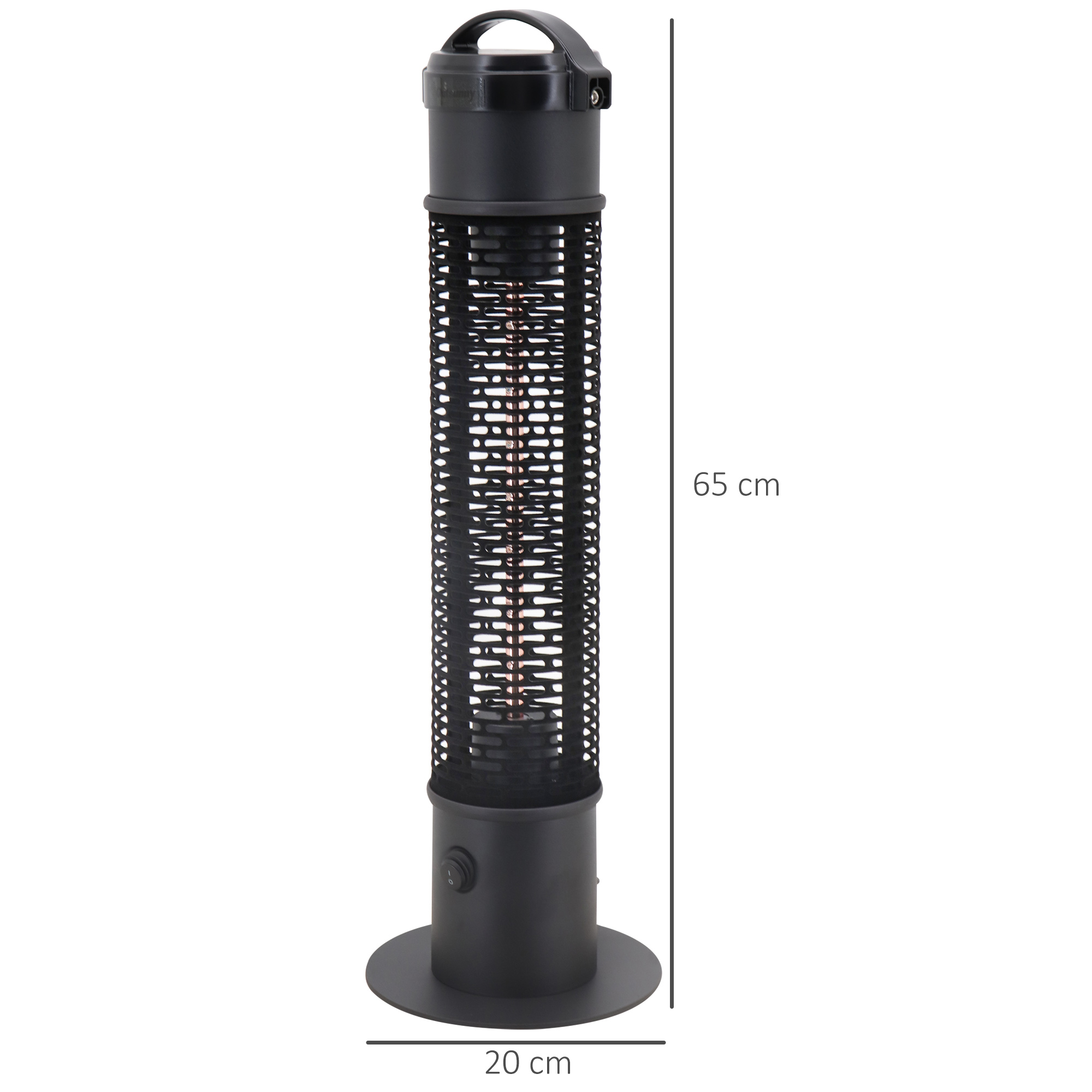 Outsunny Table Top Patio Heater, 1.2kW Infrared Outdoor Electric Heater with IP54 Rated Weather Resistance, Tip Over Safety Switch Î¦20 x 65 cm