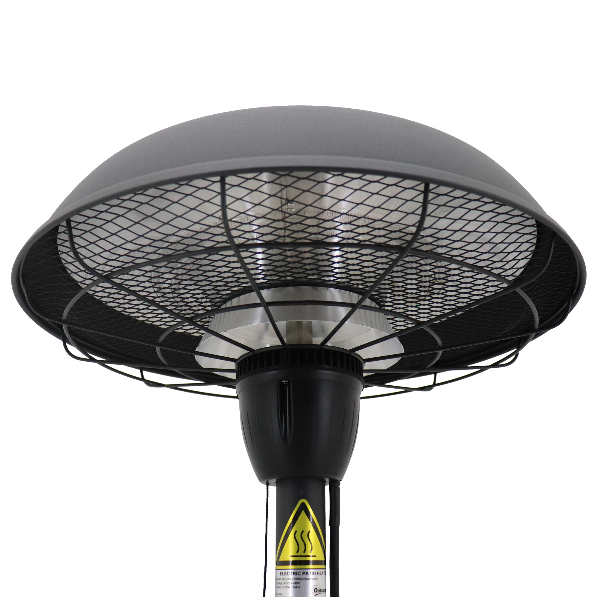 Outsunny Electric Table Top Patio Heater 2.1kW, Infrared with 3 Heat Settings, Pull Switch, IP44, Black