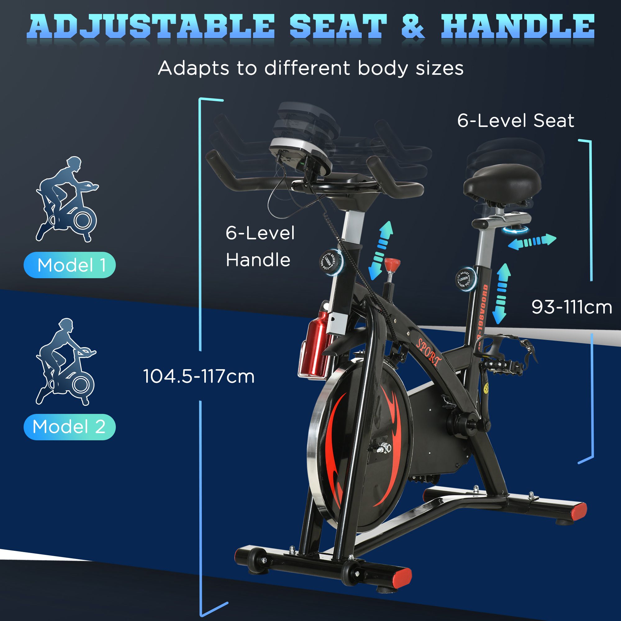HOMCOM Stationary Exercise Bike, Aerobic Indoor Training,  Upright Cycling Cardio Workout, Home Fitness Racing Machine with 10KG Flywheel LCD Monitor