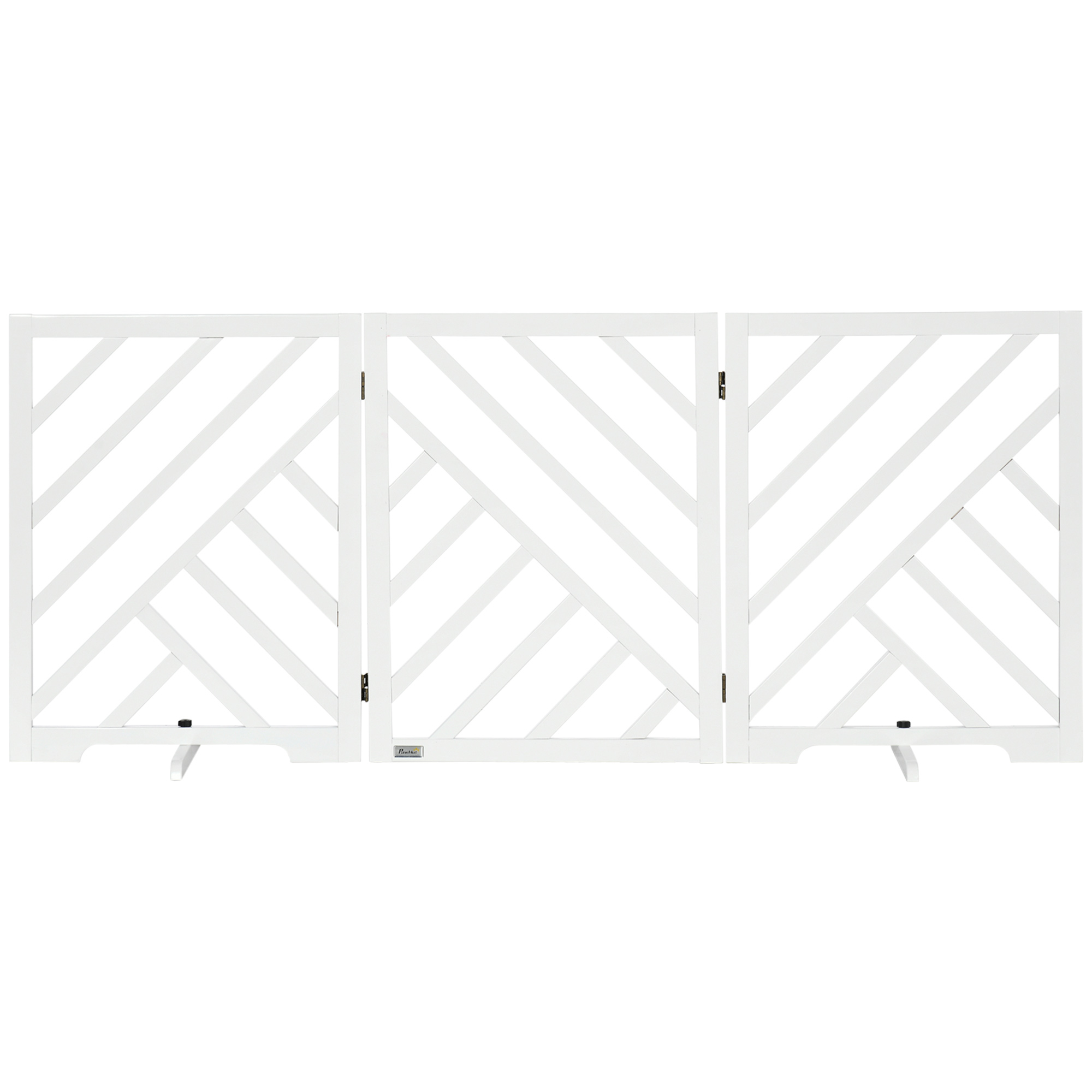 PawHut Dog Gate, Freestanding Pet Gate, Folding Wooden Puppy Fence, White Aosom UK