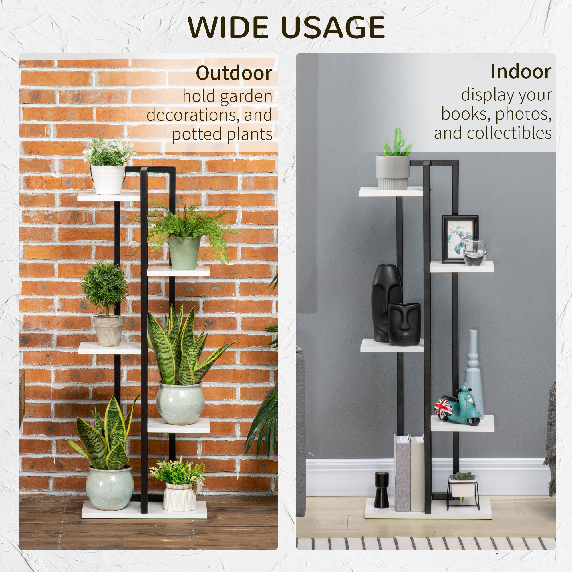 Outsunny 5 Tiered Plant Stand, Corner Plant Shelf, Flower Pot Holder Storage Organizer for Indoor Outdoor Porch Balcony Living Room Bedroom