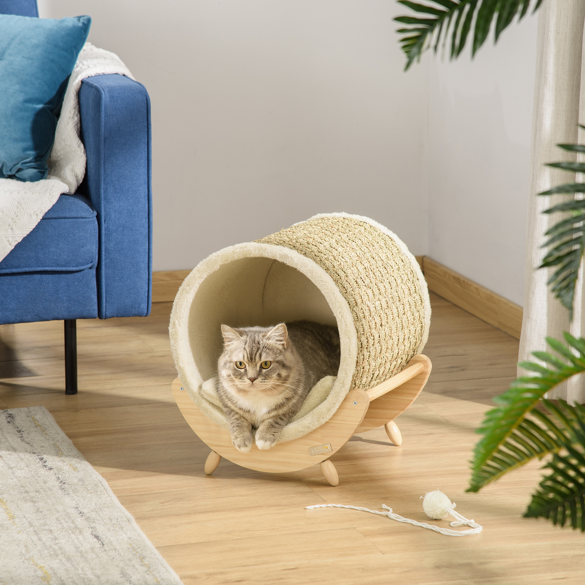 Niche Pour Chat En Forme De Maison Pain D'Épices - Doudou Lavable Avec Coussin Amovible Pour Hiver (Plusieurs Tailles)