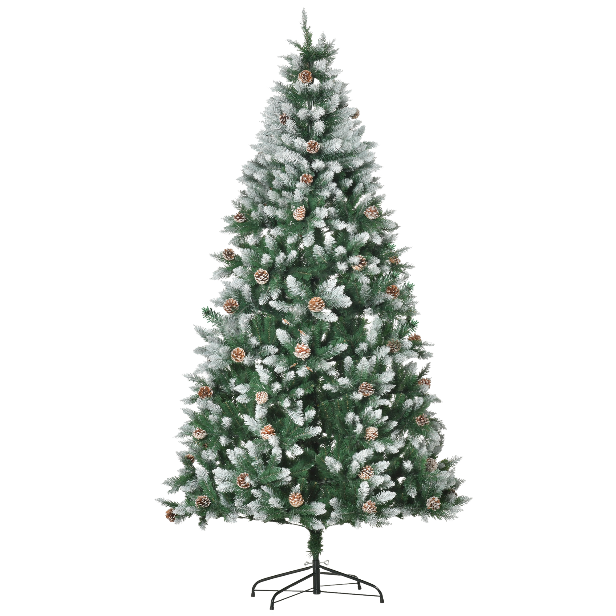 HOMCOM Árvore de Natal Artificial Ø105x210cm com 1440 Pontas de PVC e 75 Pinhas Base Dobrável e Suporte de Aço Decoração de Natal   Aosom