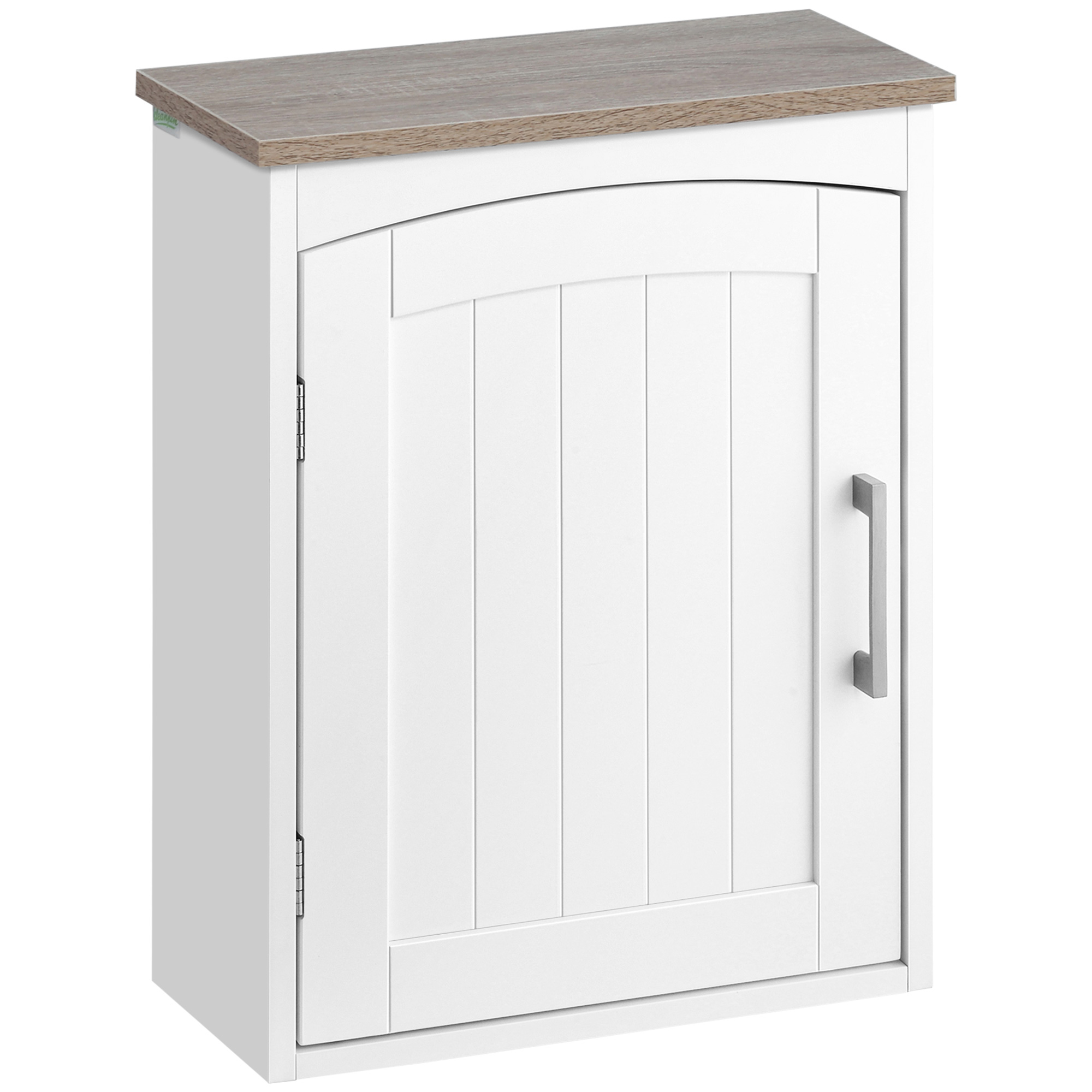 kleankin Armario de Pared para Baño Mueble Colgante de Baño con Puerta y Estante de Estilo Clásico 41x18,5x52 cm Blanco