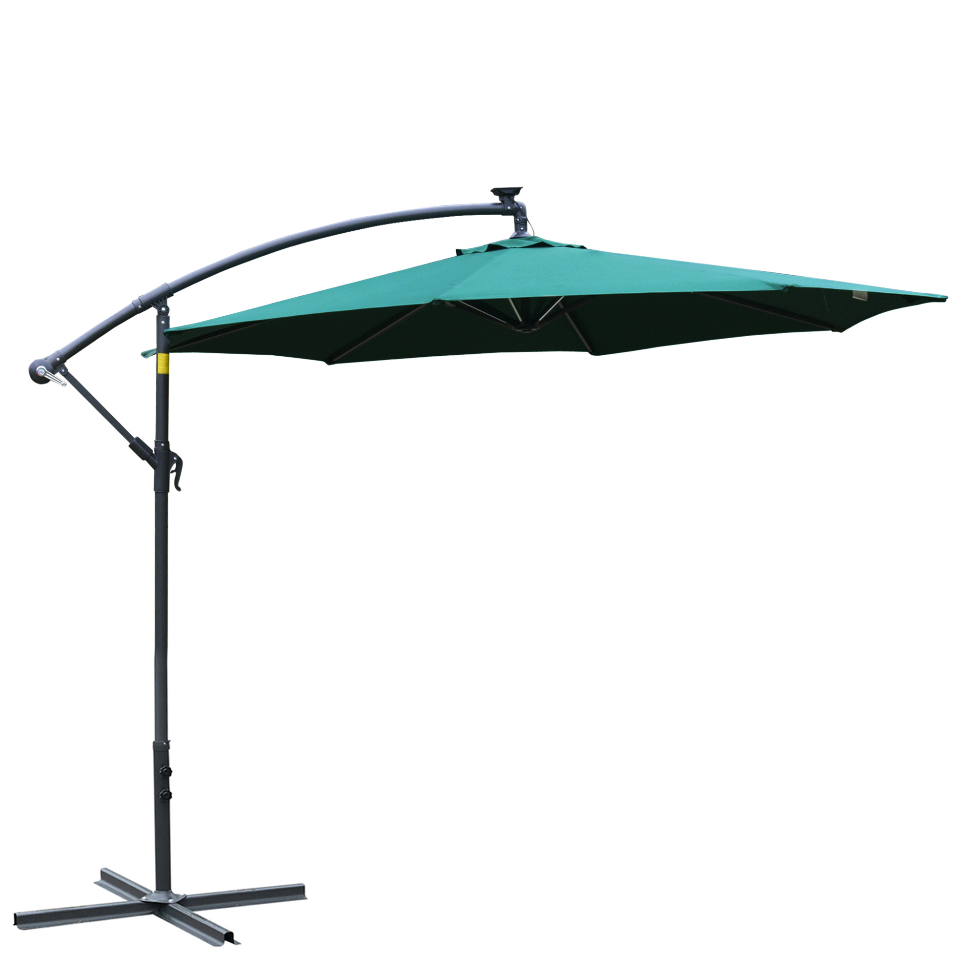 Ombrellone Doppio Outsunny 295x150cm Con Luci LED Solari - Inclinabile A Manovella Per Giardino