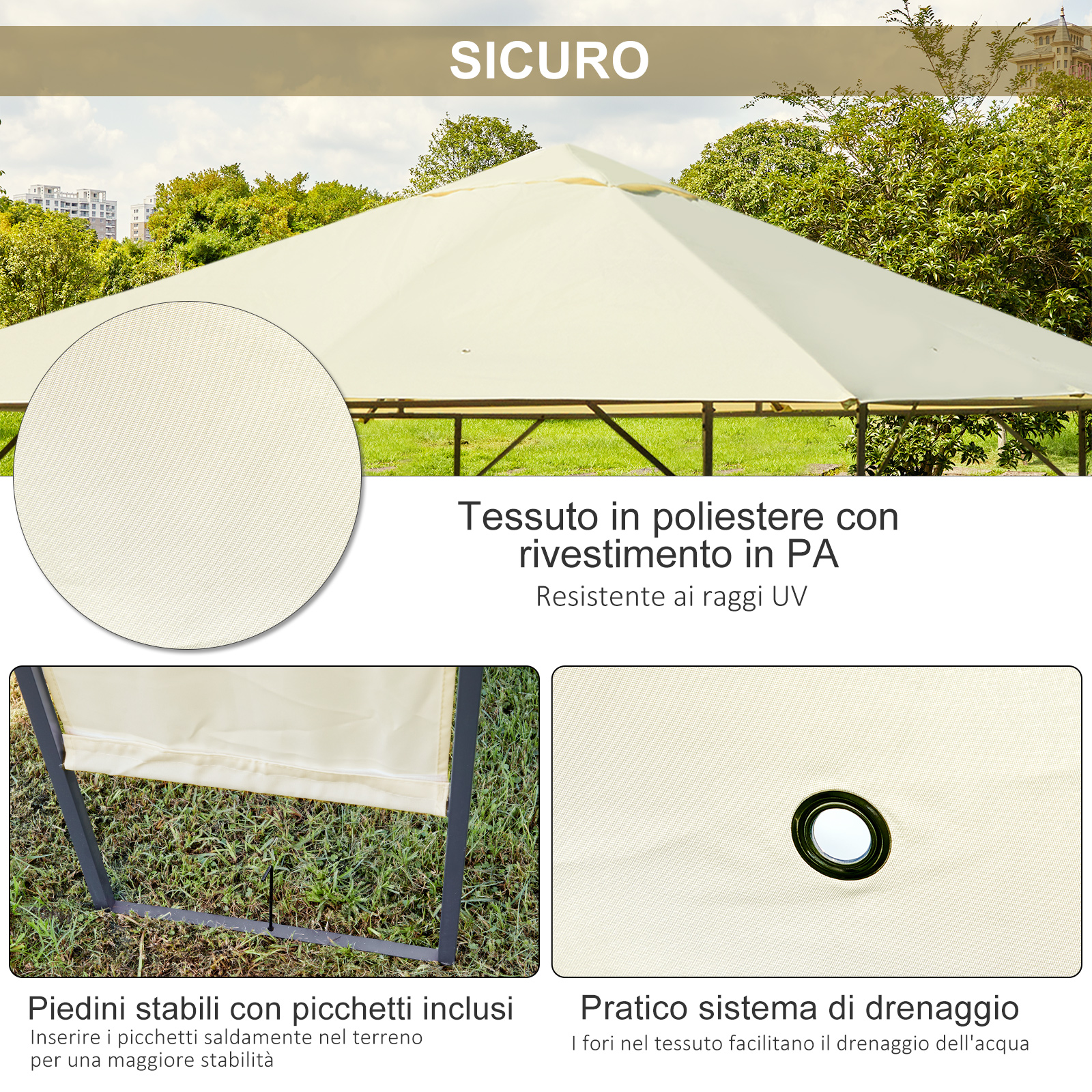 GAOMON Gazebo Permanente 3x3 M In Alluminio Con Tetto In Policarbonato, Tende A Doppio Binario E Reti Antizanzare – Perfetto Per Giardino E Terrazza