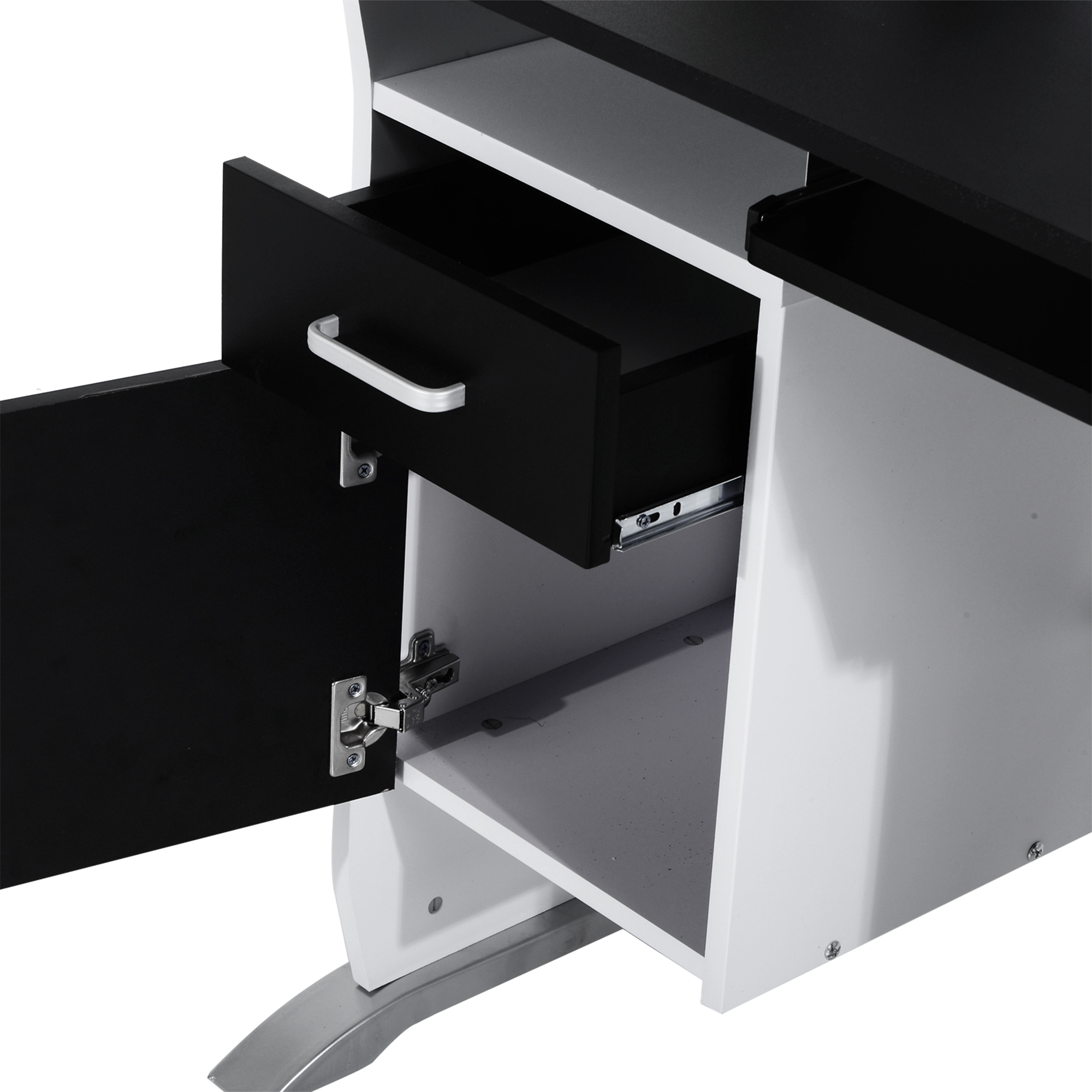 HOMCOM Hoekbureau met opbergruimte in industrieel design met 3 planken spaanplaat in walnootlook, metaal, zwart