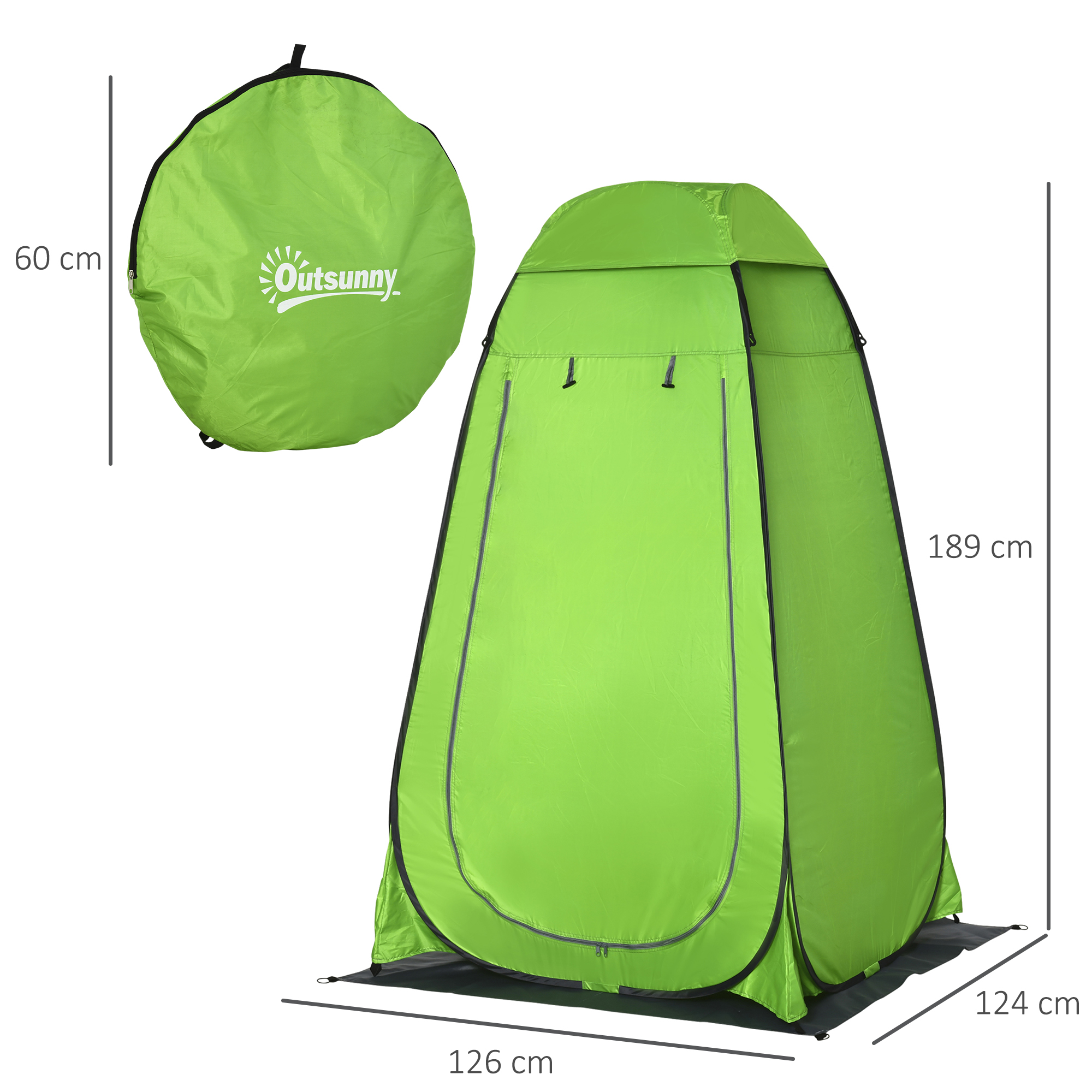 Tenda Doccia Da Campeggio Outsunny 122x122x213cm - Spogliatoio Portatile Verde - Foto 13