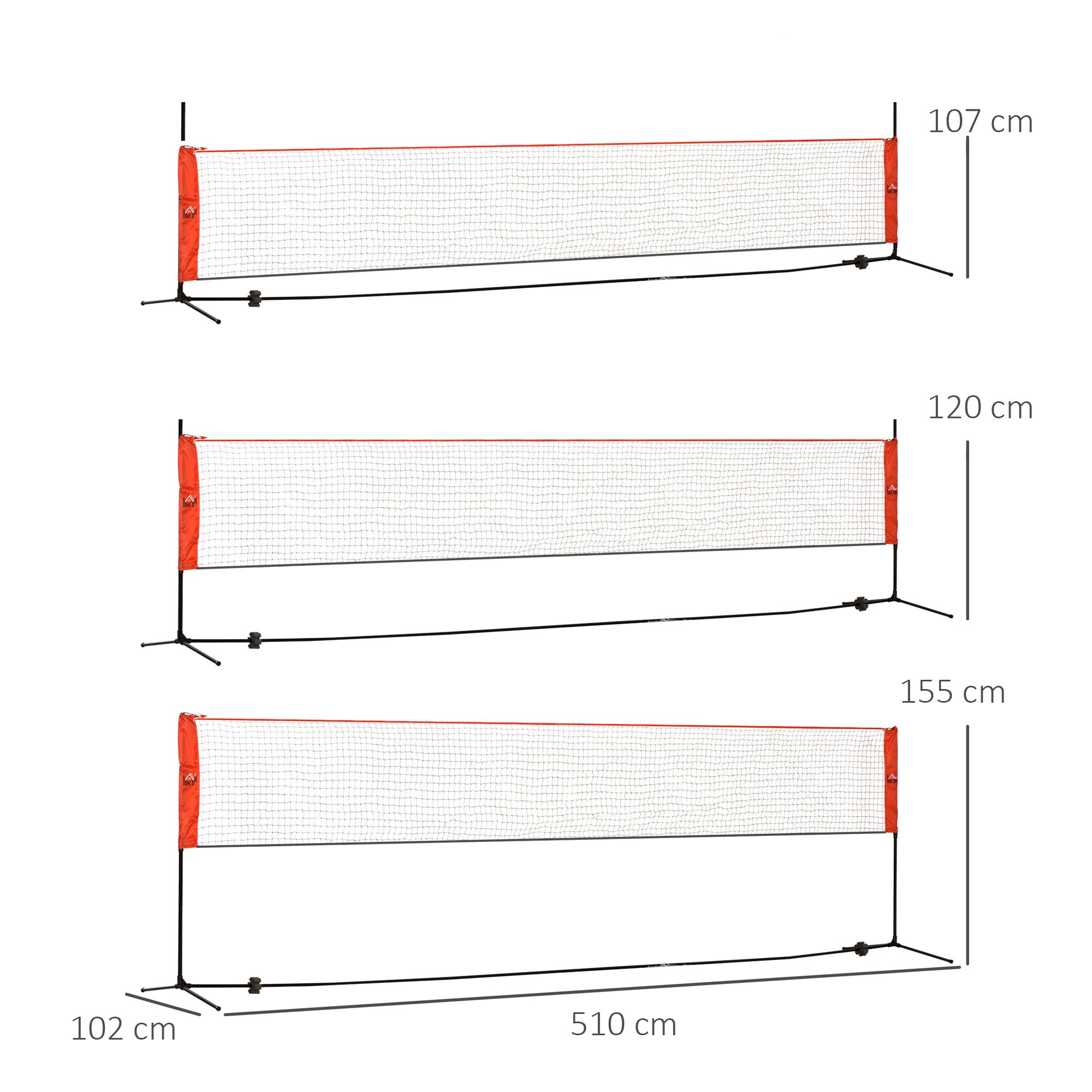 Rete Tennis/Badminton Portatile HOMCOM - Altezza Regolabile 107-155cm | Con Borsa Trasporto - Foto 8