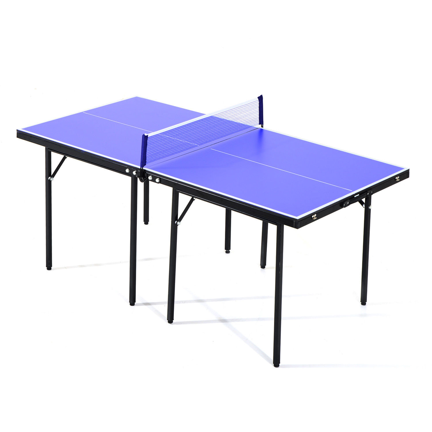 HomCom Tavolino da Ping Pong Pieghevole in Legno MDF 153 x 76.5 x 67cm Blu e Nero