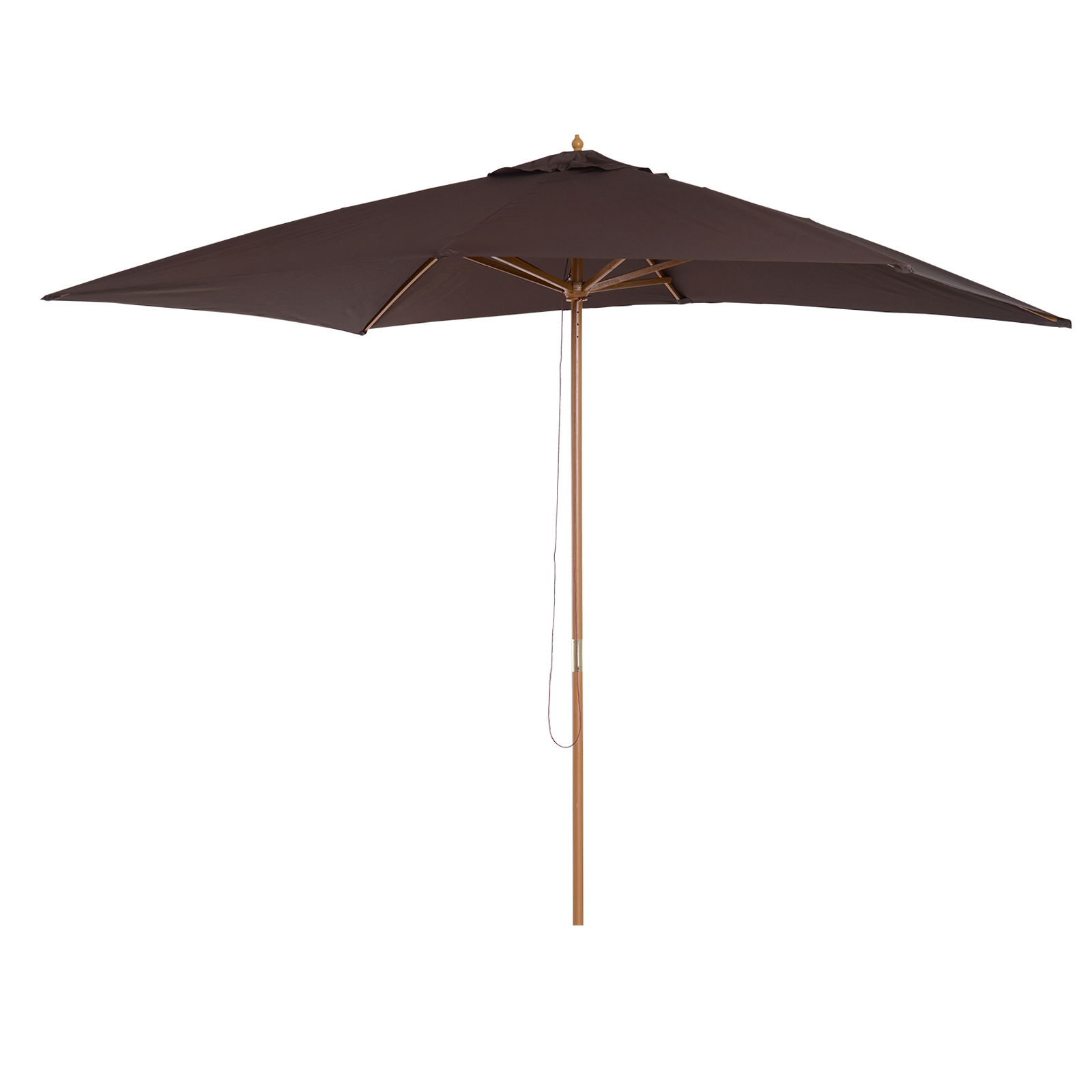 Outsunny Ombrellone Esterna da Giardino Parasole Impermeabile in Legno 2x2.95x2.55m Marrone Aosom