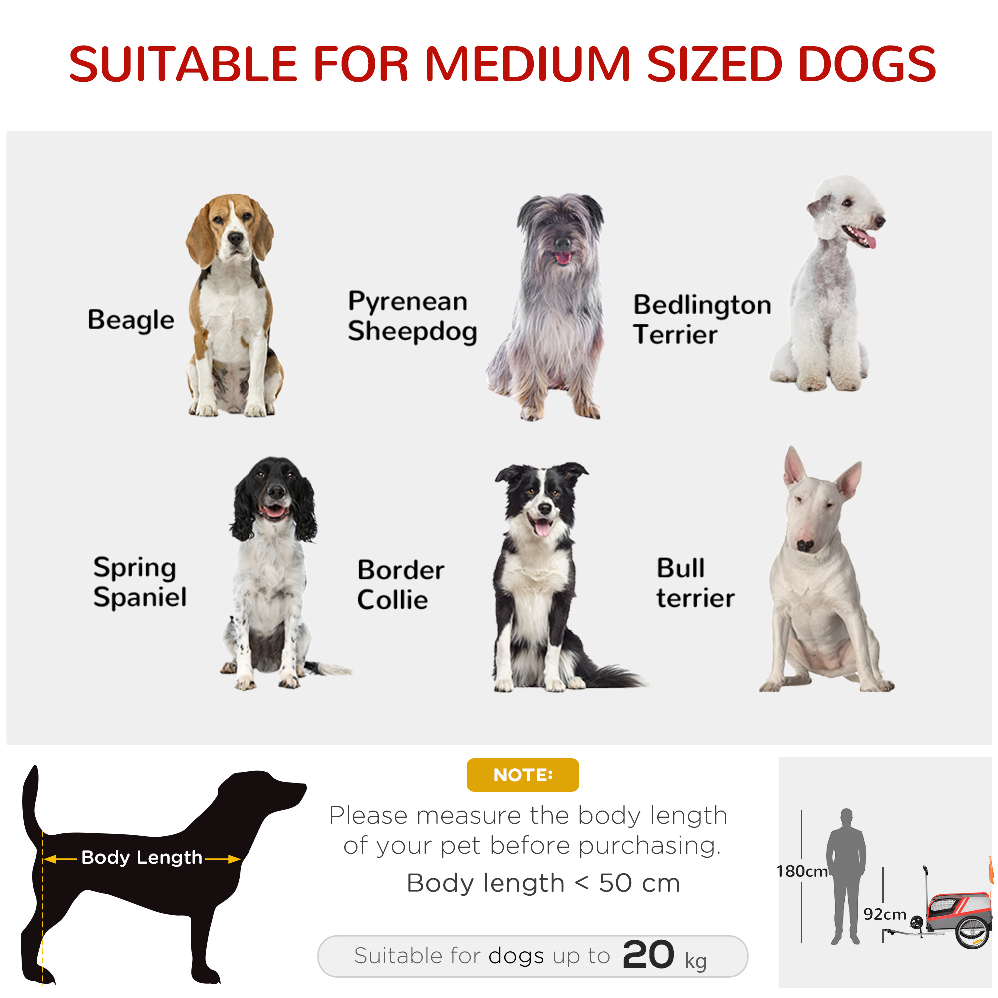 PawHut Dog Bike Trailer Two-In-One Trolley Stroller Cart Bicycle Carrier for Cat Puppy Travel w/ Reflectors Red Flag â€“ Red
