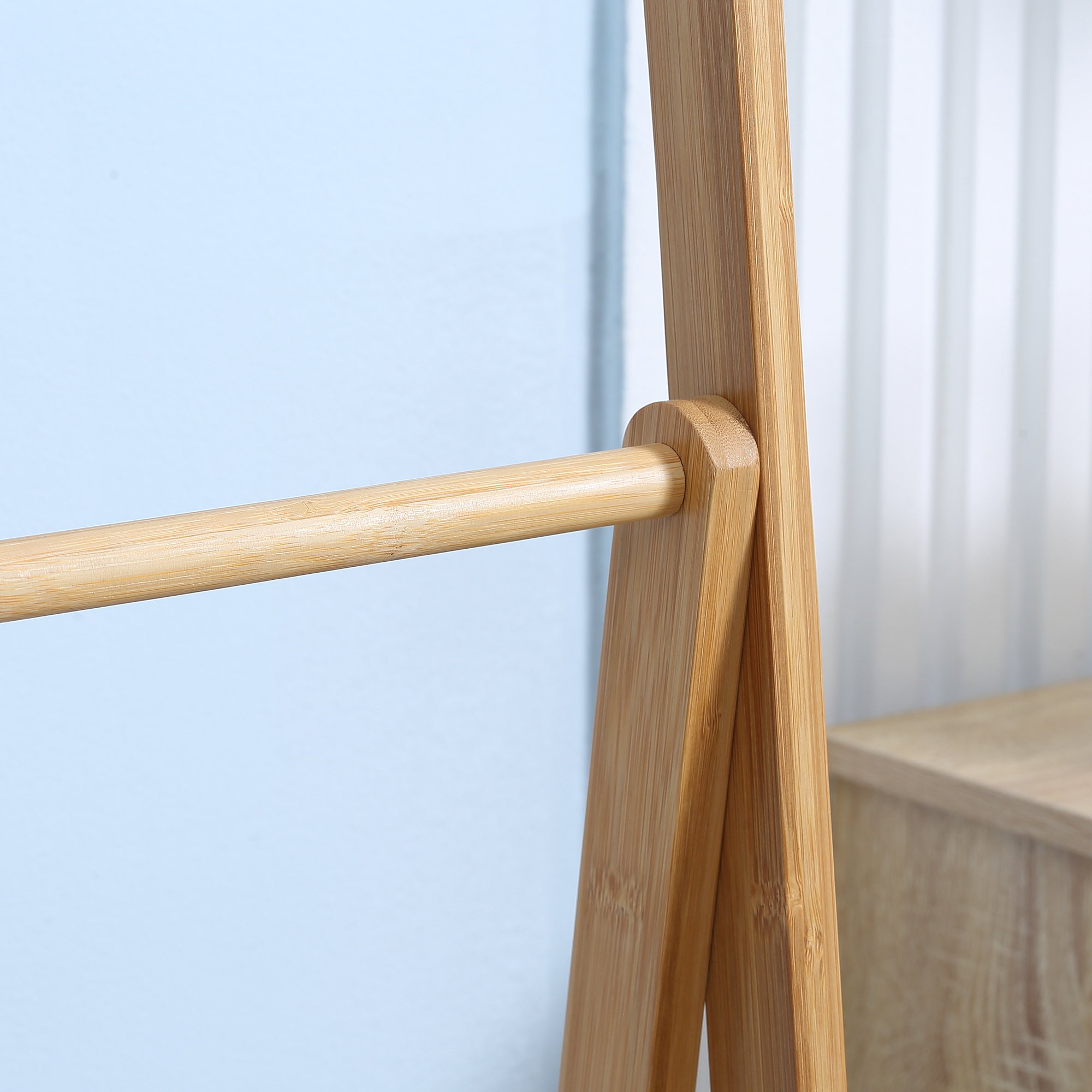 Kleankin Bamboo Towel Stand Freestanding with 3 Rails & 3 Shelves, Foldable Towel Holder for Bathroom, Space-Efficient