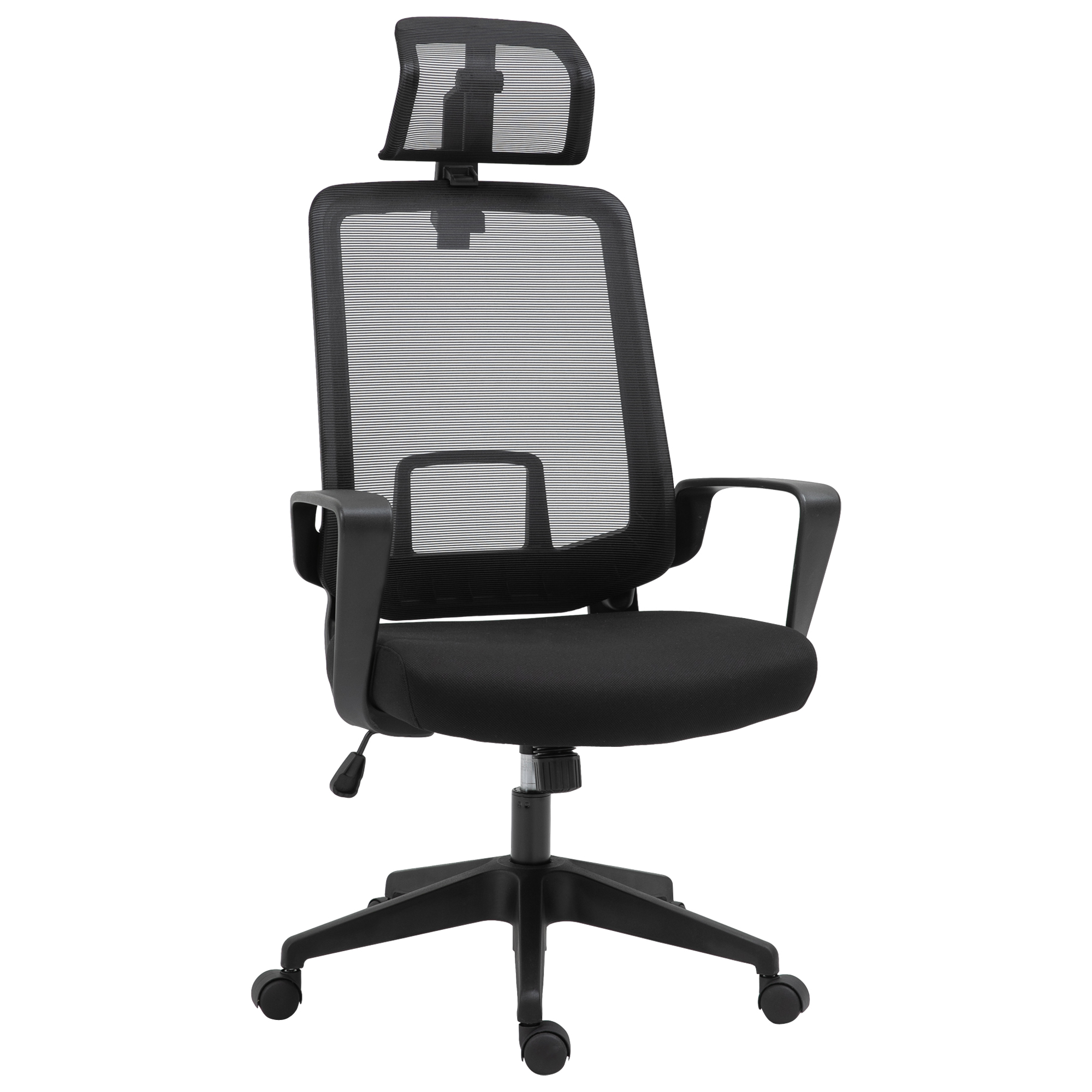 Vinsetto Fauteuil de bureau manager grand confort dossier ergonomique à bascule têtière hauteur assise réglable nylon simili cuir noir