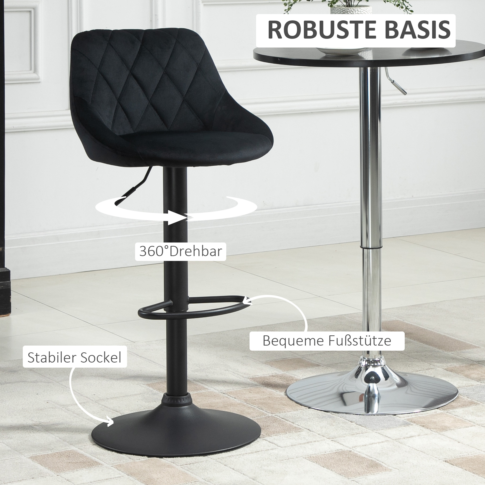 ZAZA Home Set van 2 Luxe Barstoelen - Kunstleer - In Hoogte Verstelbaar