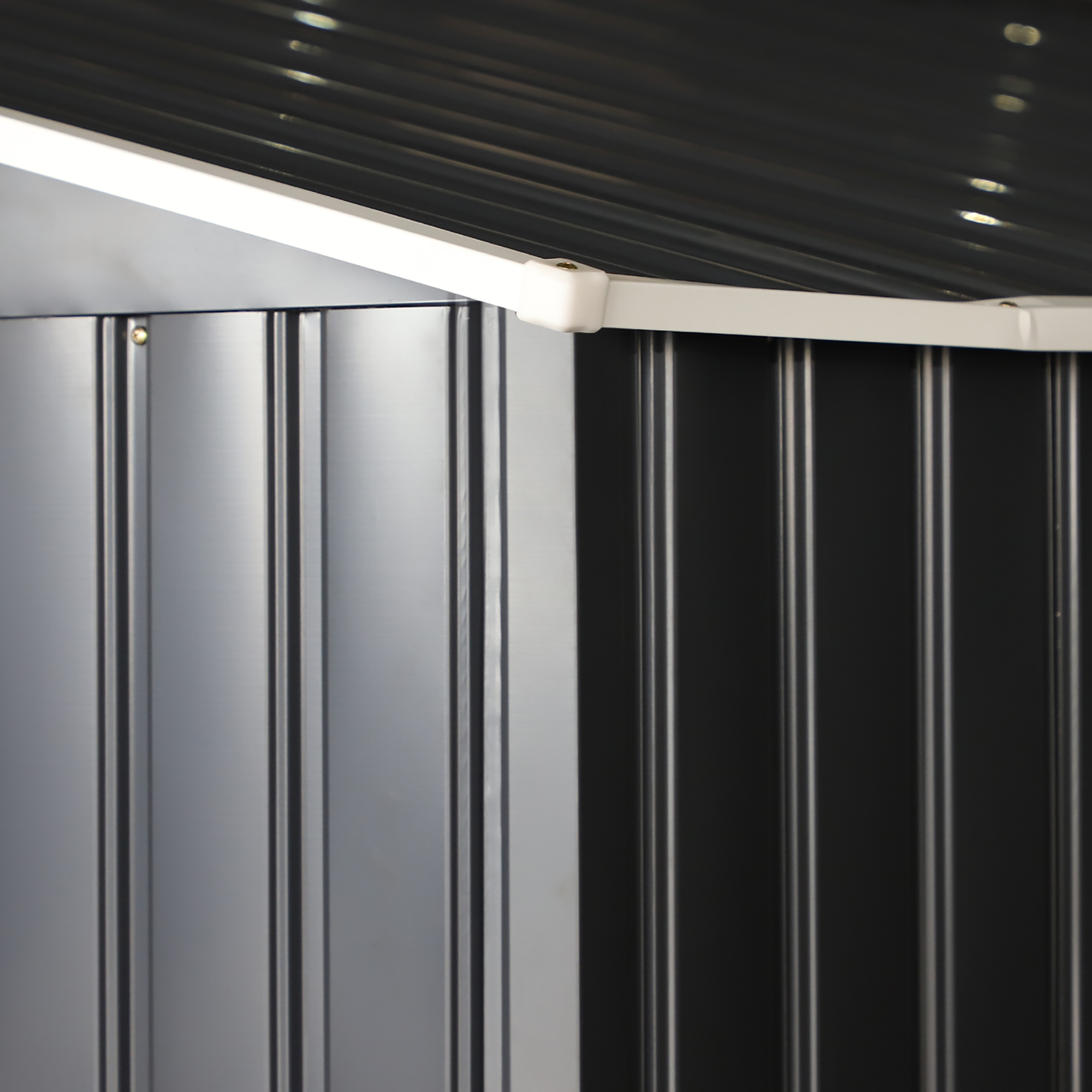 Outsunny 13 x 11ft Foundation Ventilation Steel Outdoor Garden Shed Grey