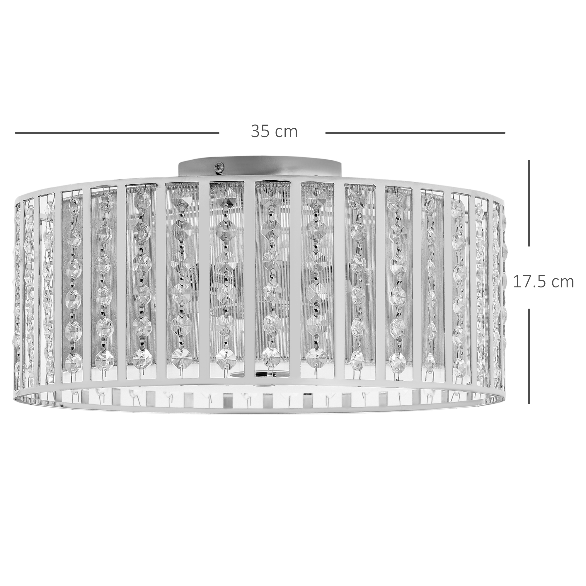 HOMCOM Modern K9 Crystal Chandelier Ceiling Light with Double Layer Lampshade, Round Pendant Light for Living Room, 4 G9 Bulbs Required, Î¦35 cm