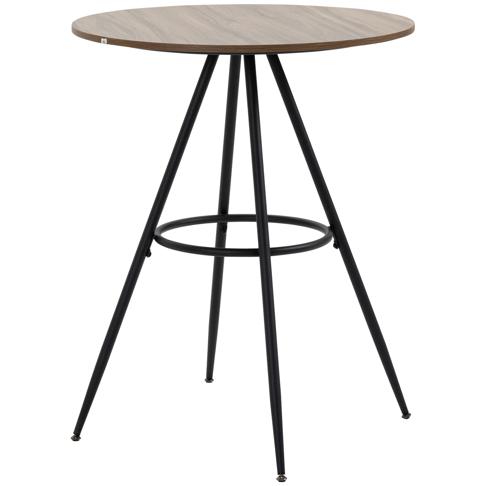 HOMCOM Mesa de Bar Redonda con Encimera de Melamina y Patas de Acero para Salón Cocina Comedor Ø75x91 cm Marrón