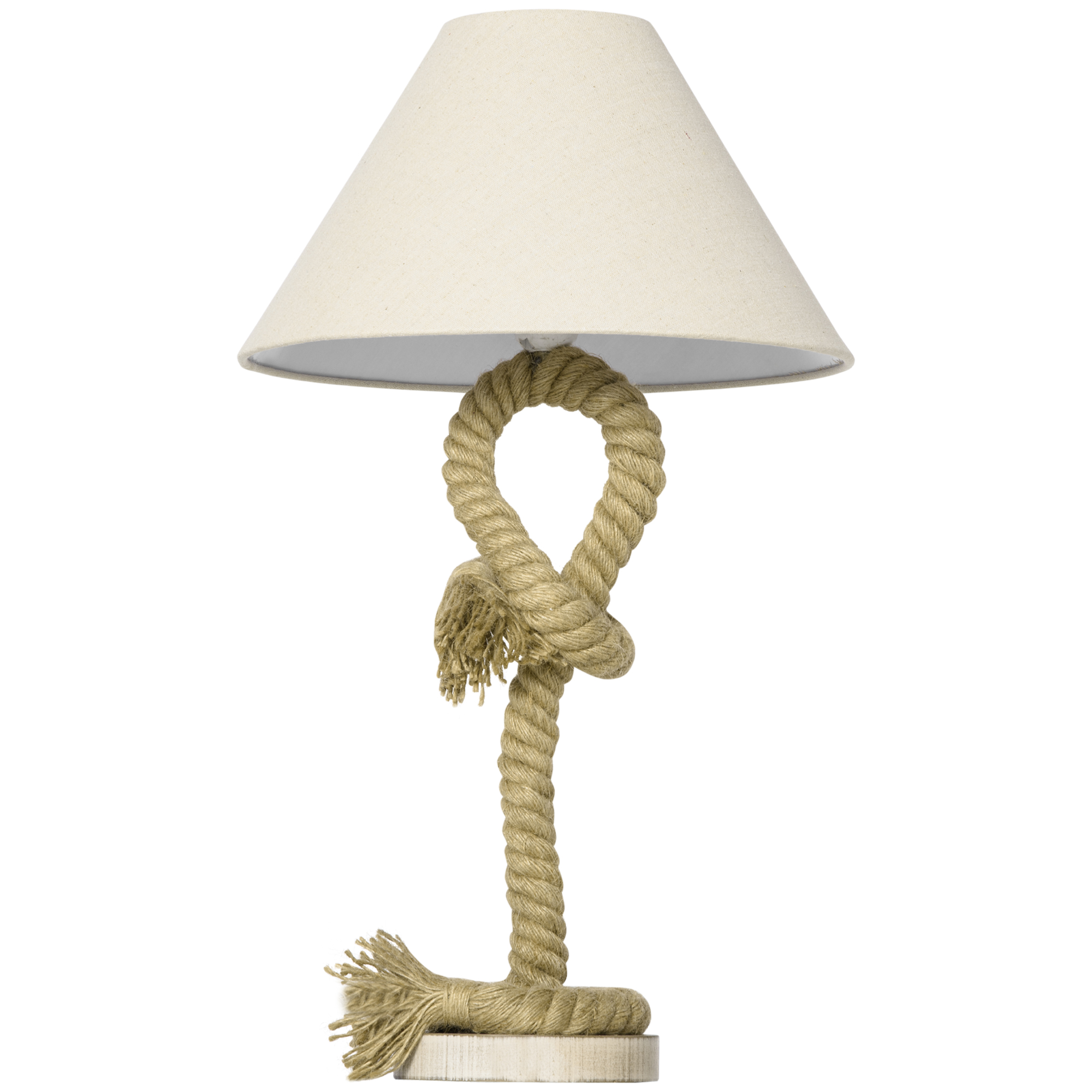 HOMCOM Wood Based Table Lamps, Rope, Nautical Bedside Lamp Liene Shade ...