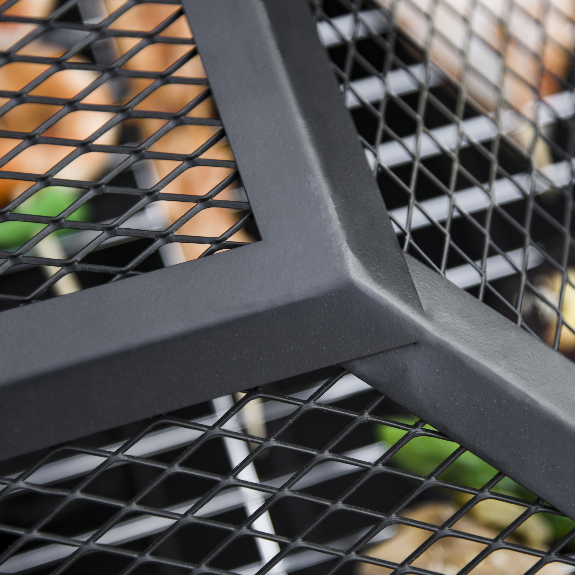 Outsunny Metal Large Firepit Outdoor 3 in 1 Square Fire Pit Brazier w/ BBQ Grill, Lid, Log Grate, Poker for Backyard, Bonfire, 86 x 86 x 38cm, Black