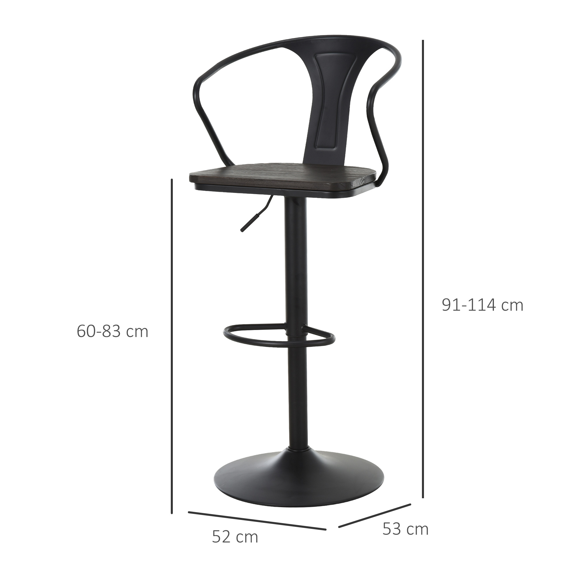 Set Di 2 Sedie Da Bar Girevoli Nere In Similpelle – Regolabili In Altezza 55-75 Cm, Struttura Cromata, Imbottite, Per Cucina E Isola - 5