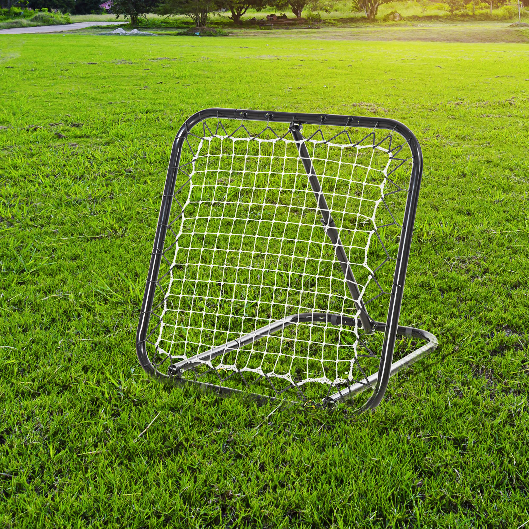 Rebounder Bejsbol Bramka Odbijająca Składana Metal PE Czarna Siatka Treningowa | Aosom PL