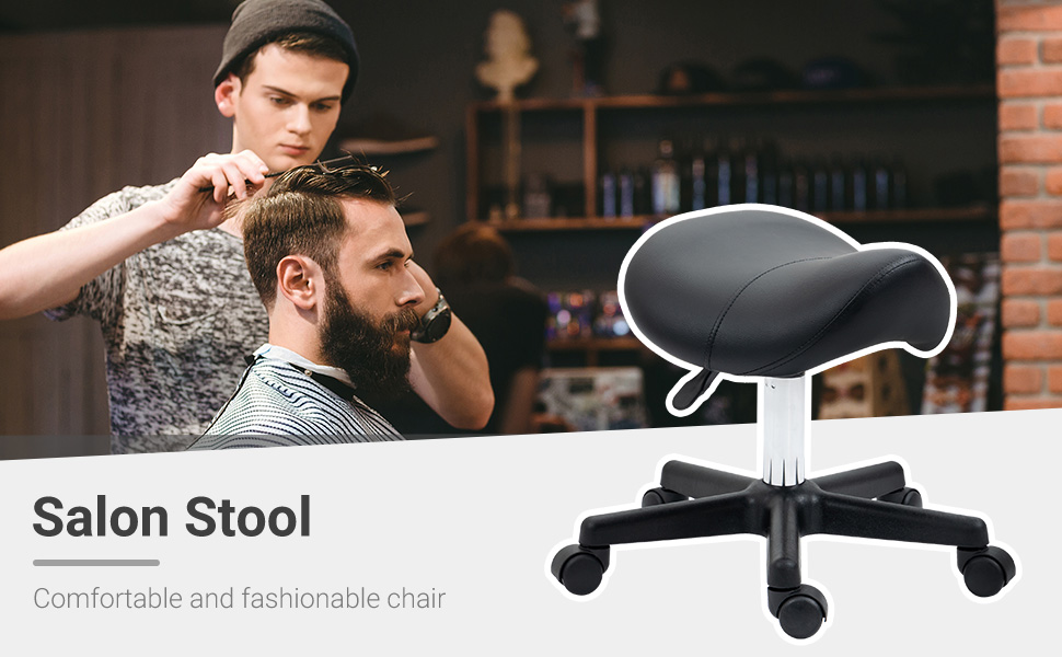 Master Massage Ergonomic Saddle Chair-Saddle Stool- Hydraulic Swivel Rolling Chair-Salon Clinical Tattoo Dentist Clinic Stool, Spas, Salons Stools, Workshop Office-Black