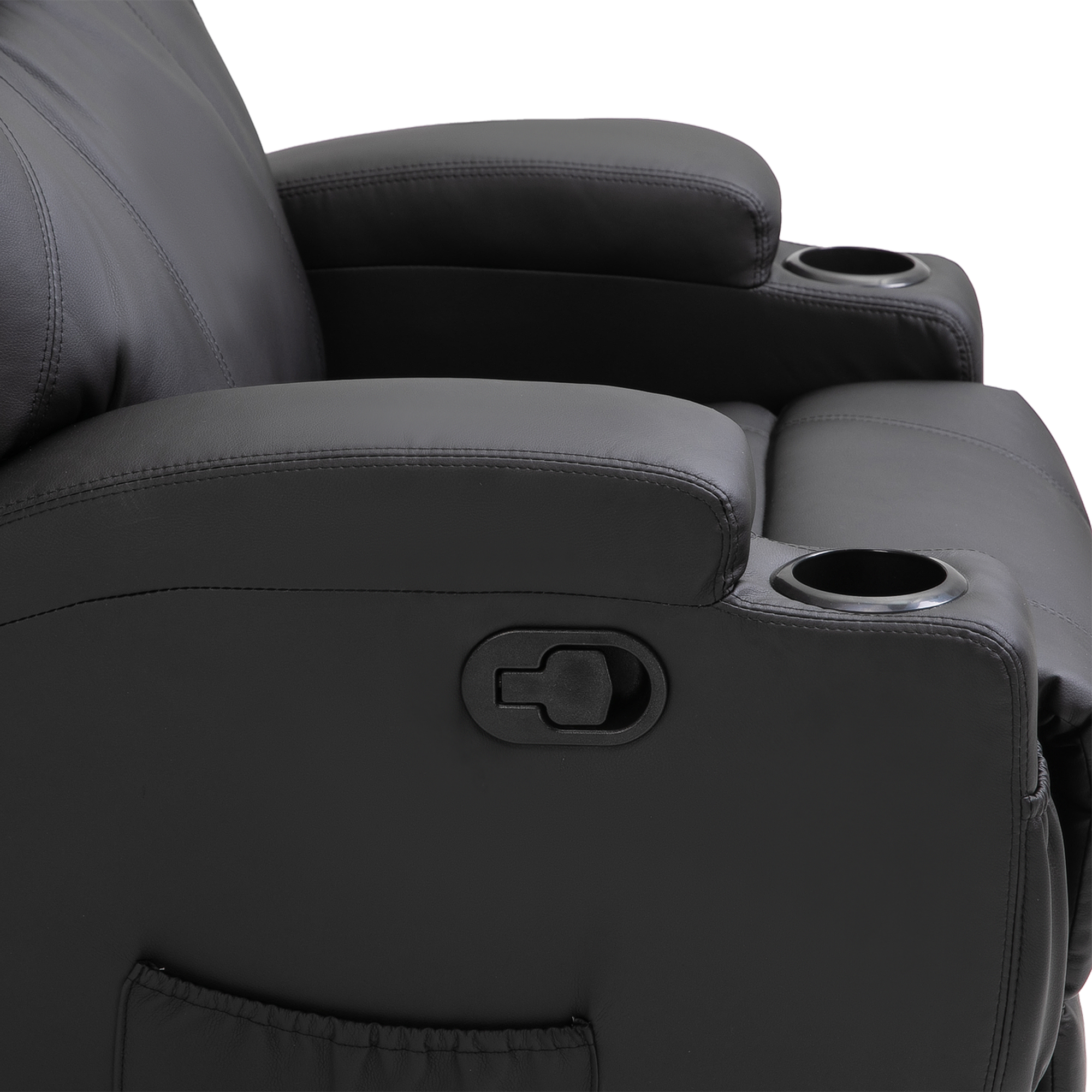 HOMCOM Recliner Sofa Chair PU Leather Armchair Cinema Massage Chair Swivel Nursing Gaming Chair Black