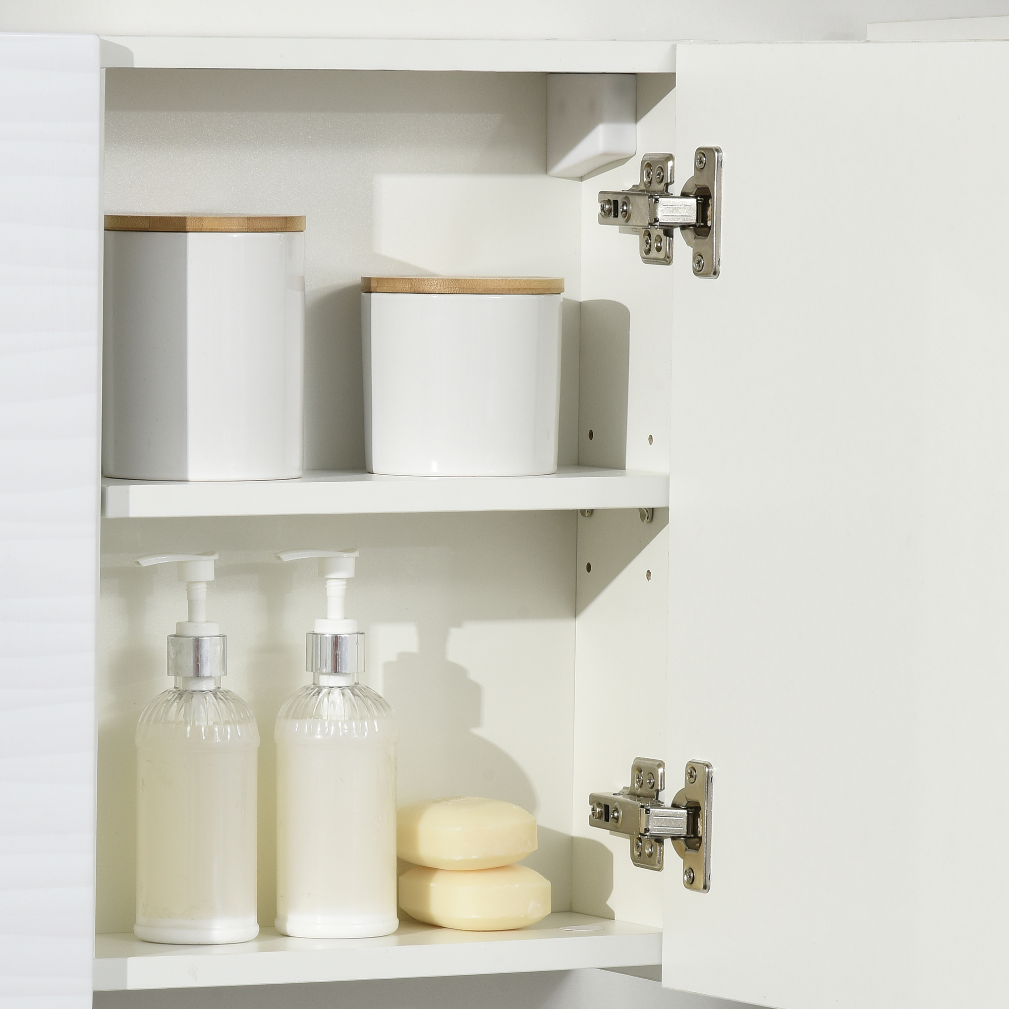 Kleankin Wall Mounted Double Door Bathroom Mirror Cabinet, Adjustable Shelf Storage Cupboard Organizer, White.