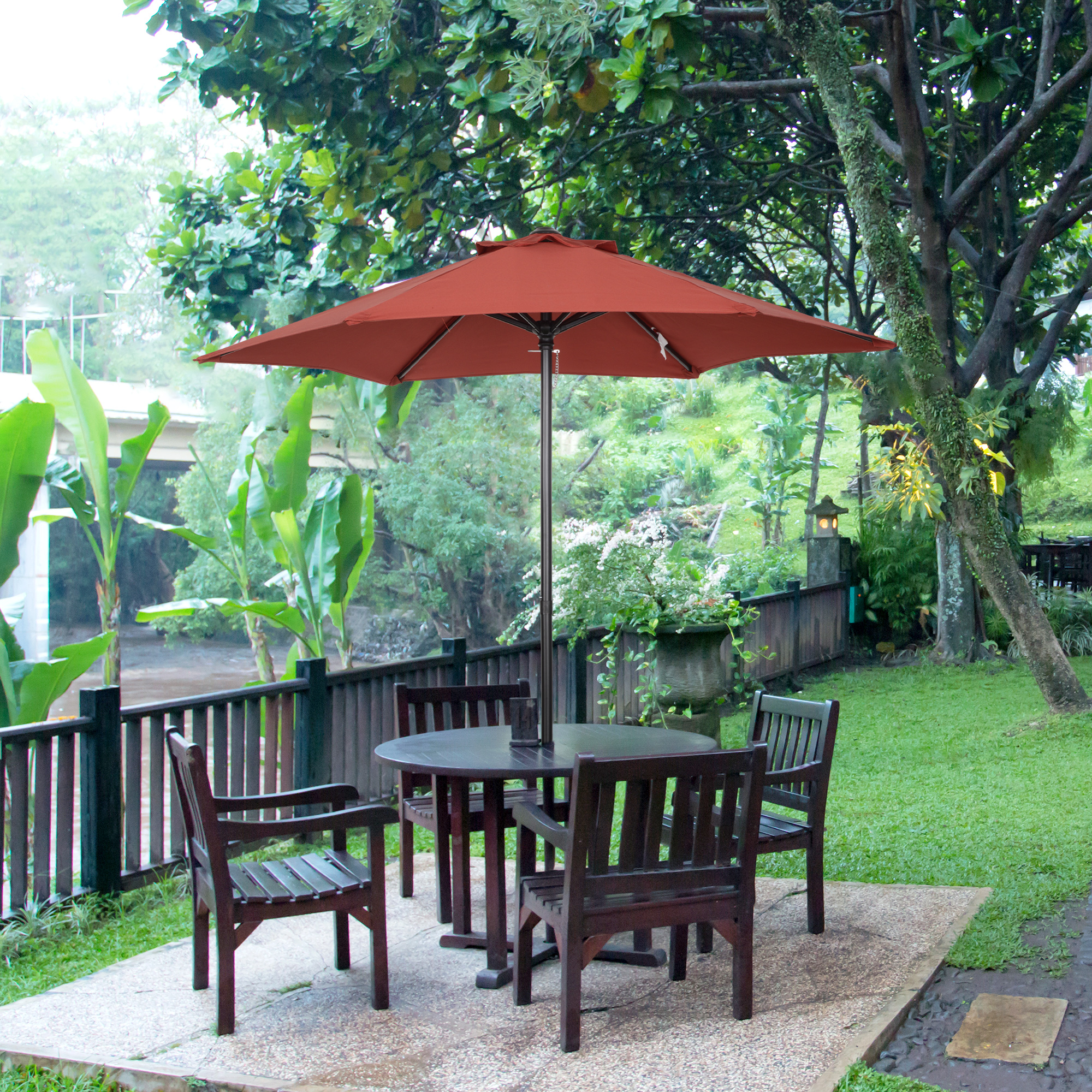 Outsunny Patio Parasol, 2m Outdoor Sun Shade Umbrella with 6 Durable Ribs for Garden, Balcony, Wine Red