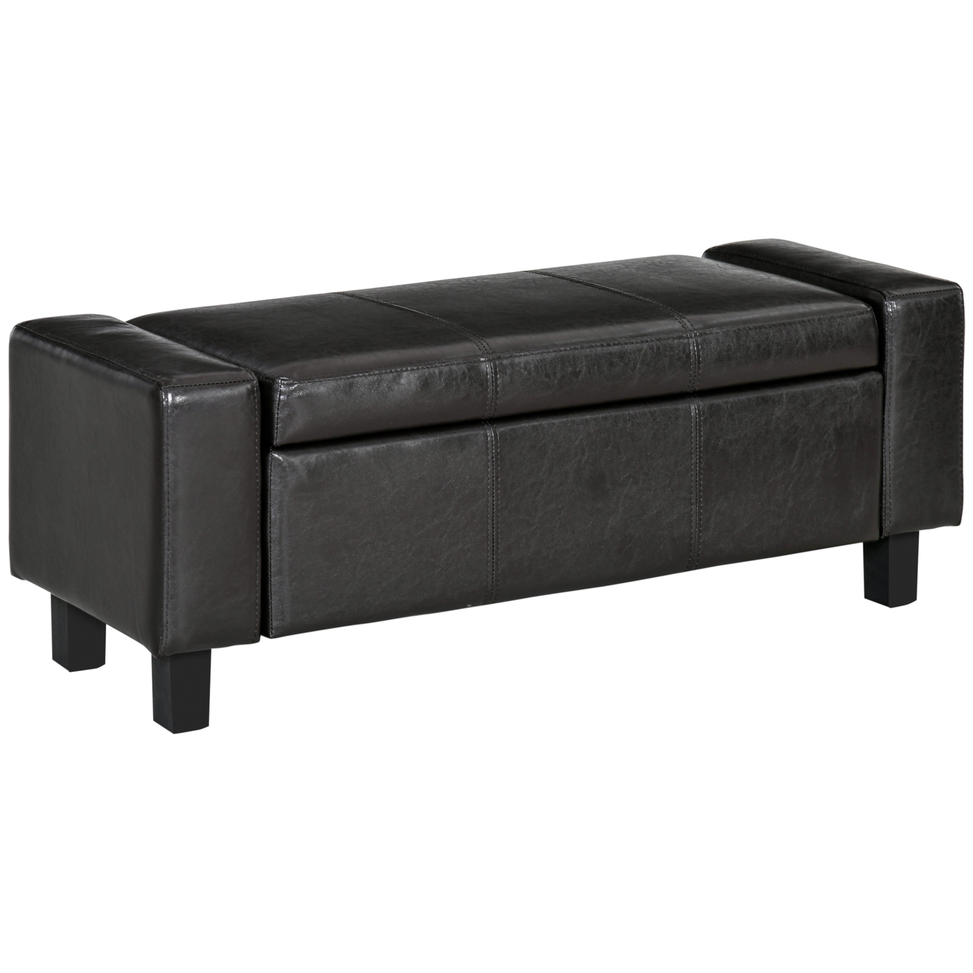 HOMCOM Leather Storage Ottoman, Upholstered Flip-Lip Ottoman Brown at Aosom IE