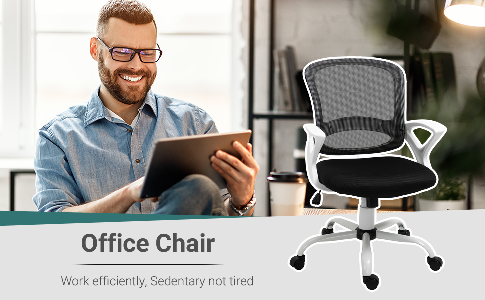 Vinsetto Office Chair Mesh Swivel Desk Chair with Lumbar Back Support Adjustable Height Armrests