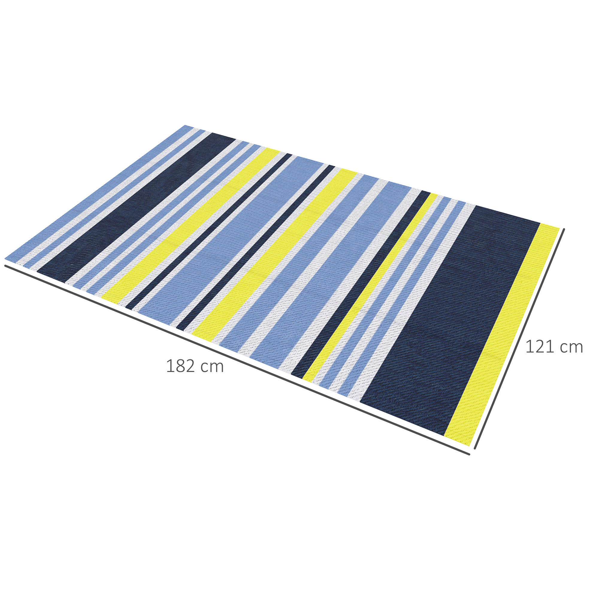 Outsunny Reversible Waterproof Outdoor Rug, Plastic Straw Mat for Deck, Beach, Camping, 121 x 182 cm