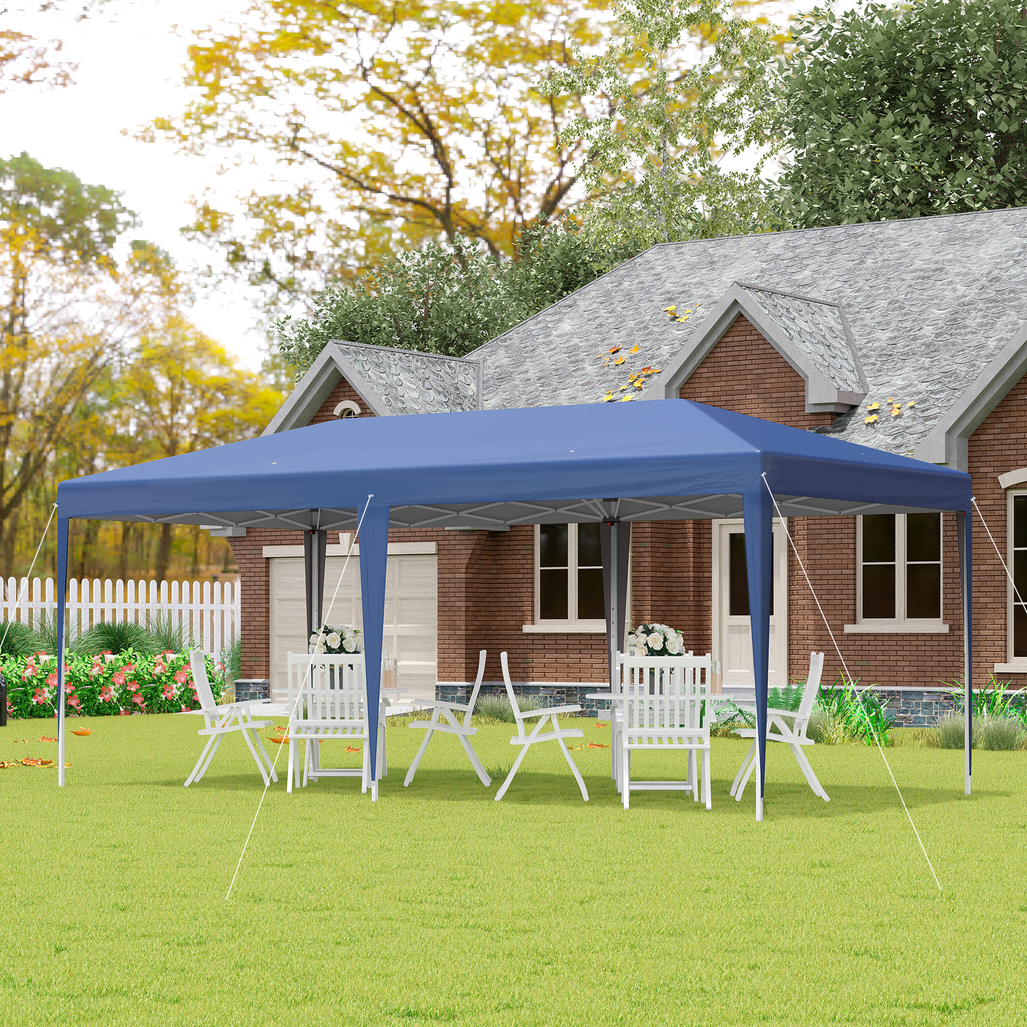 Outsunny Pop Up Gazebo with Double Roof, Foldable Canopy Tent for Weddings & Events, Carrying Bag Included, Blue