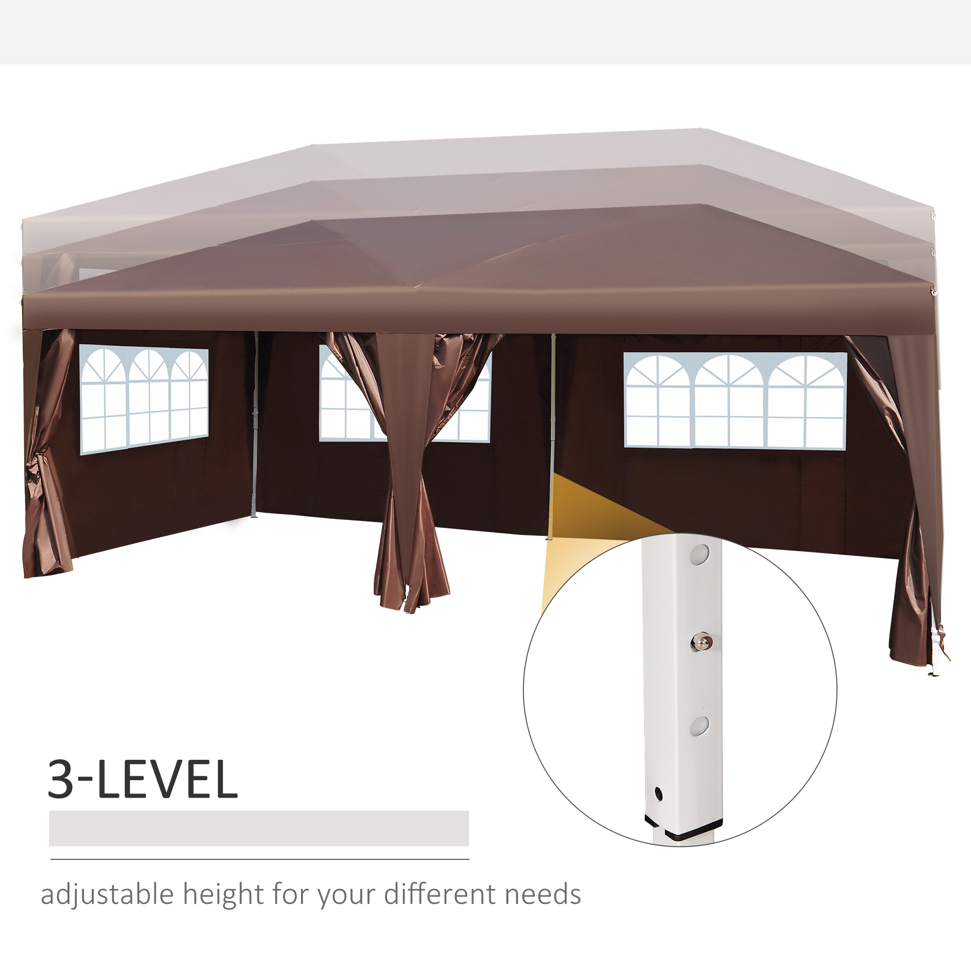Outsunny Pop Up Gazebo Marquee, size(6m x 3m)-Coffee