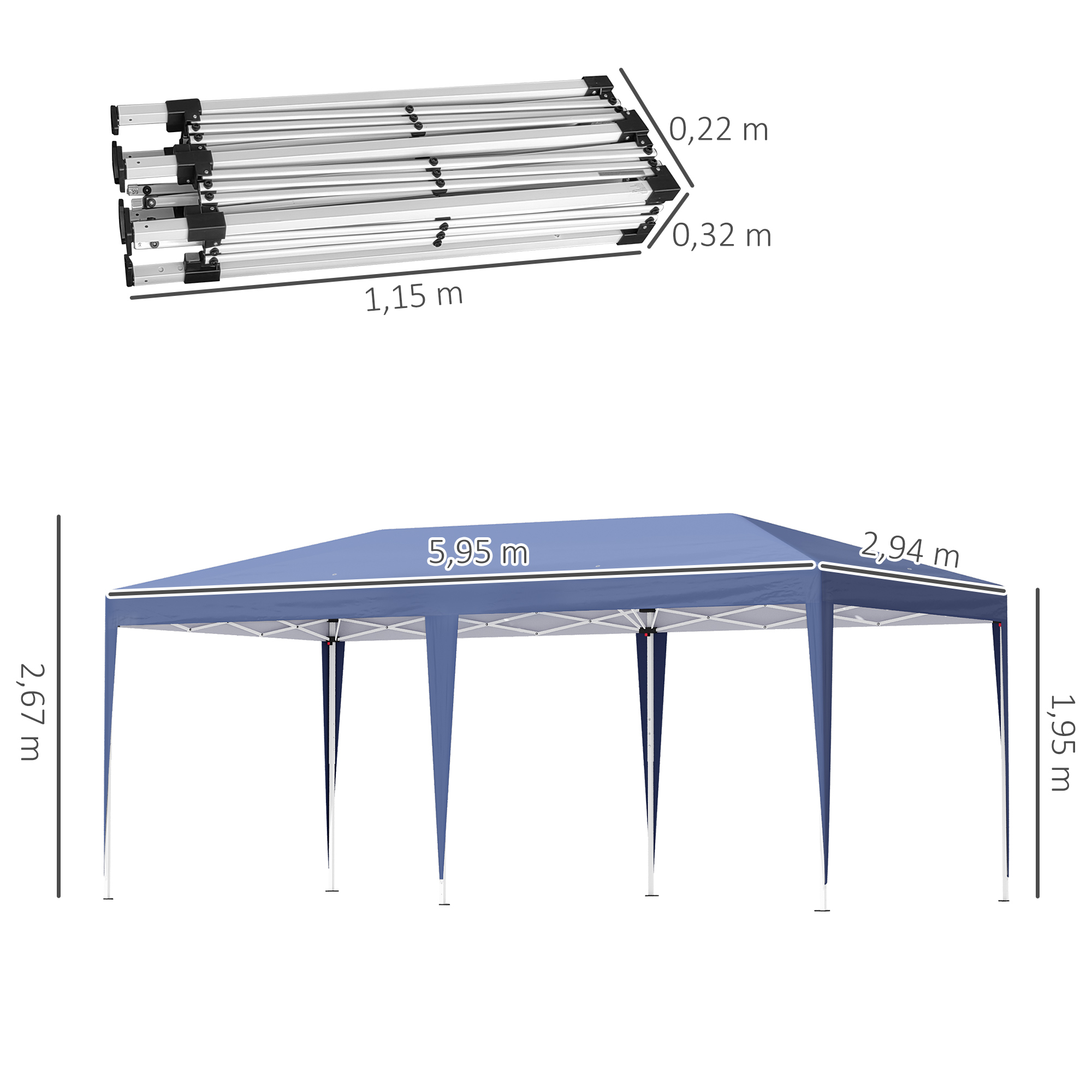 Outsunny Pop Up Gazebo with Double Roof, Foldable Canopy Tent for Weddings & Events, Carrying Bag Included, Blue