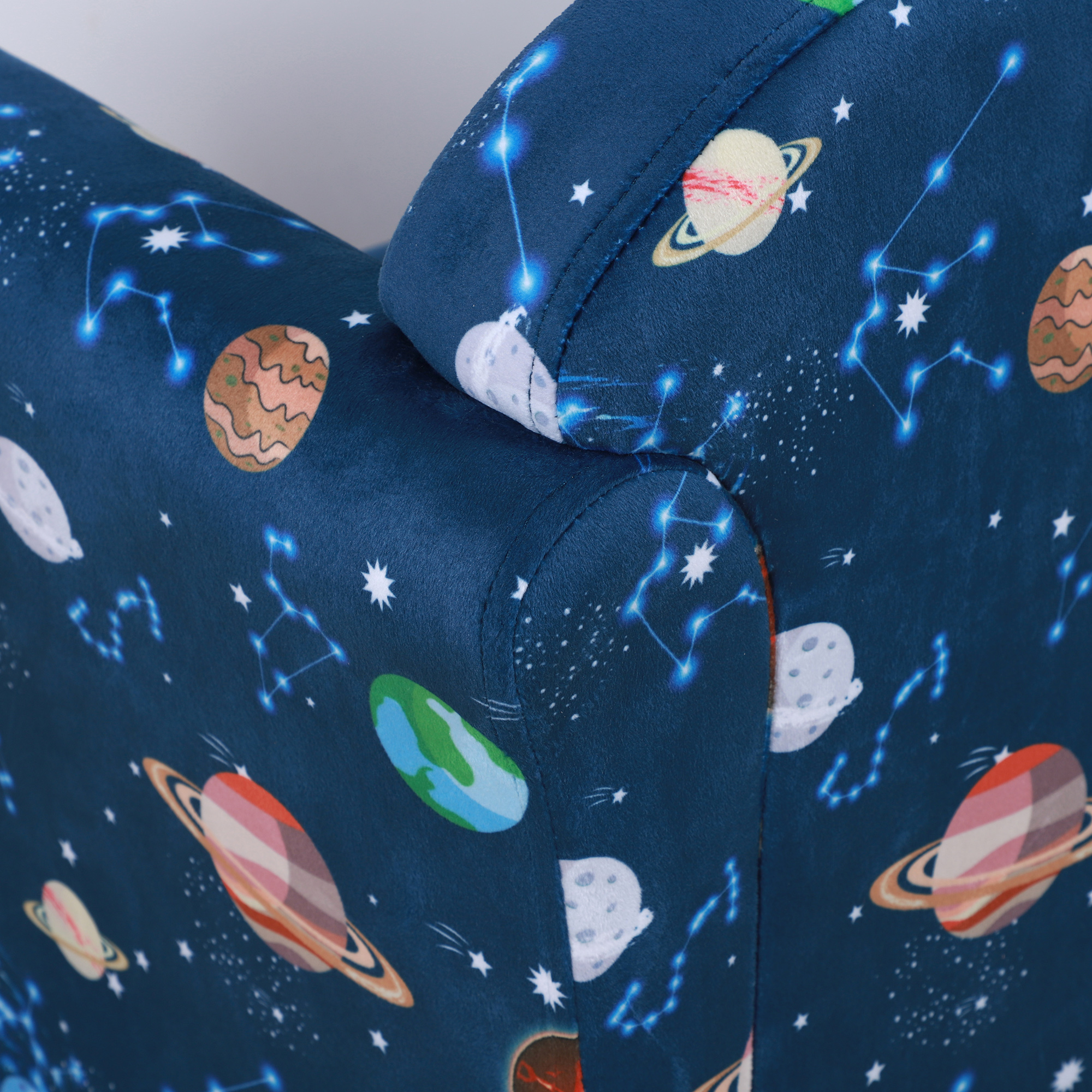 HOMCOM Kids Armchair, Planet Theme with Non-Slip Feet, Sturdy Wooden Frame, Comfortable Seating for Children, Blue