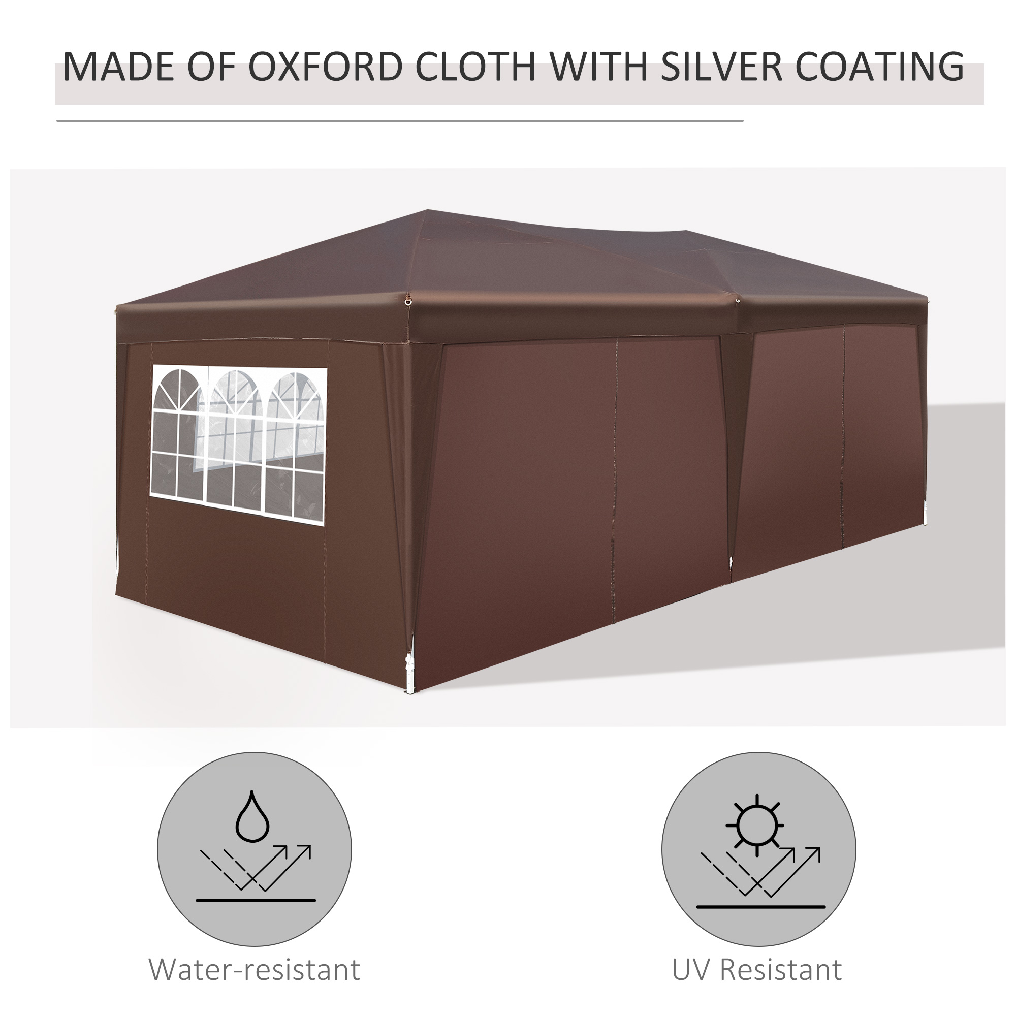 Outsunny Pop Up Gazebo Marquee, size(6m x 3m)-Coffee