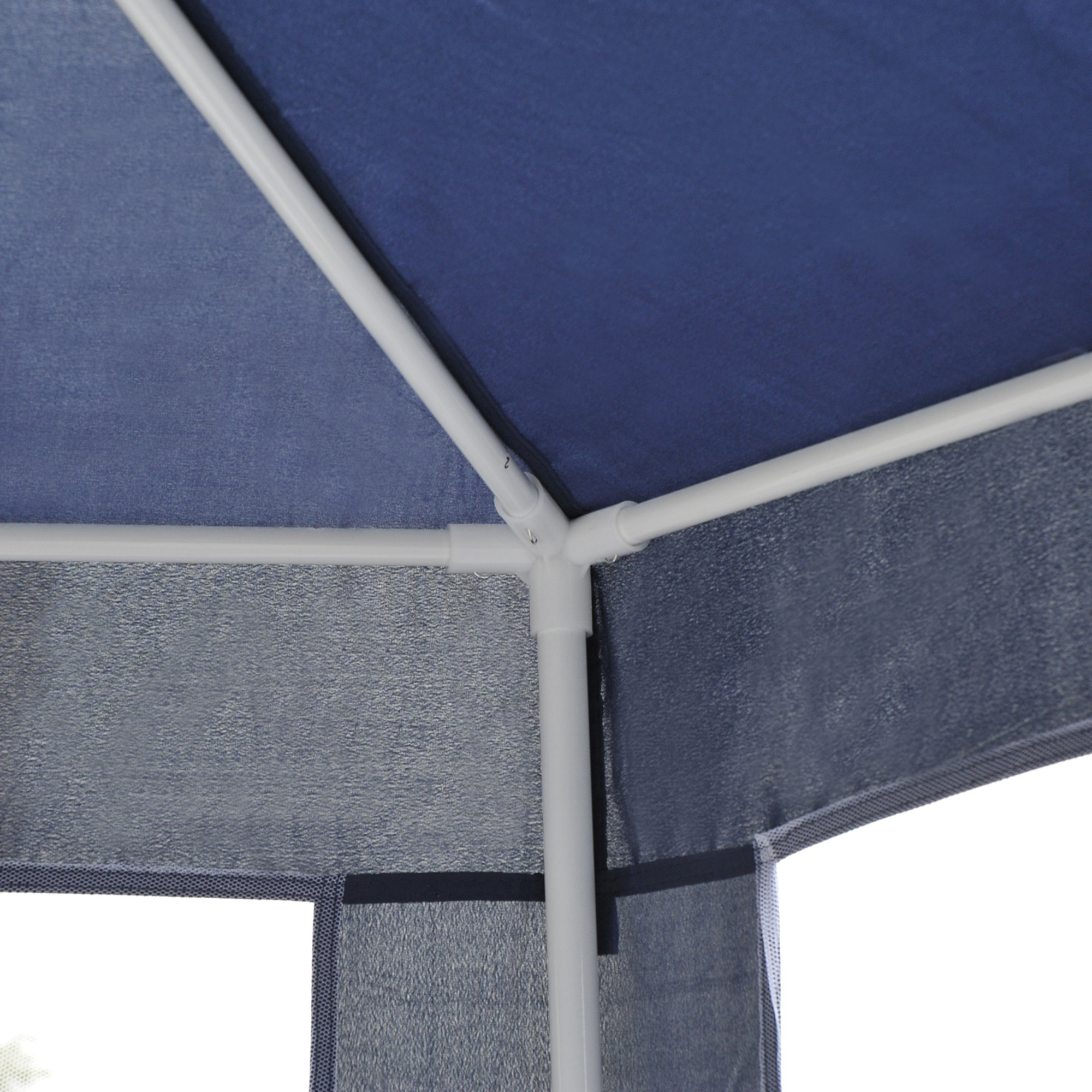 Outsunny 4M Netting Gazebo Hexagon Tent Patio Canopy Outdoor Shelter Party Activities Shade Resistant (Blue)