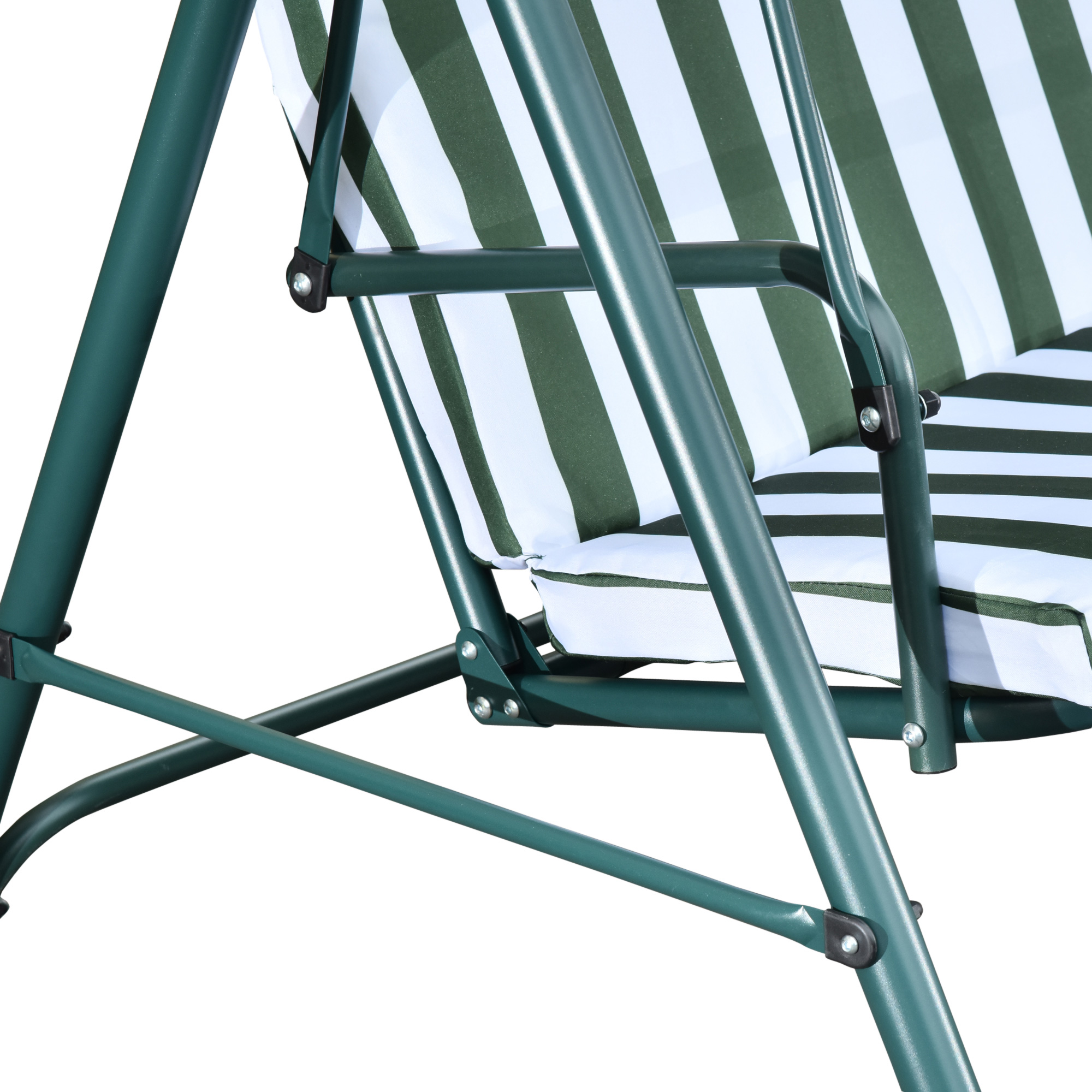 Outsunny Steel 3-Seater Swing Chair w/ Adjustable Canopy Green