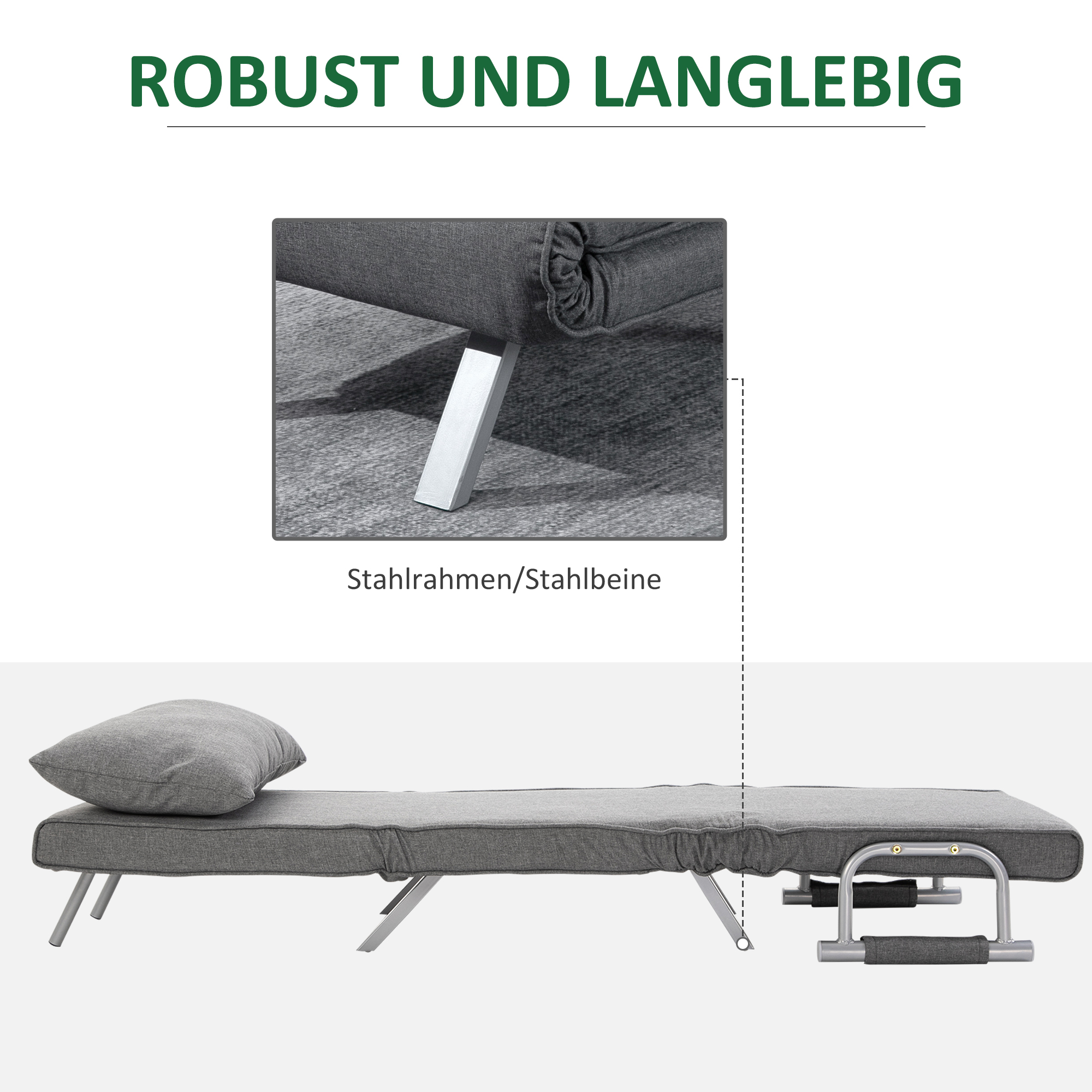 3-ühes diivanvoodi, kokkupandav diivanvoodi reguleeritava seljatoega, padi, külalistevoodi linase välimusega, lõõgastustool, kokkupandav tool elutuppa/magamistuppa, 65 x 69 x 80 cm