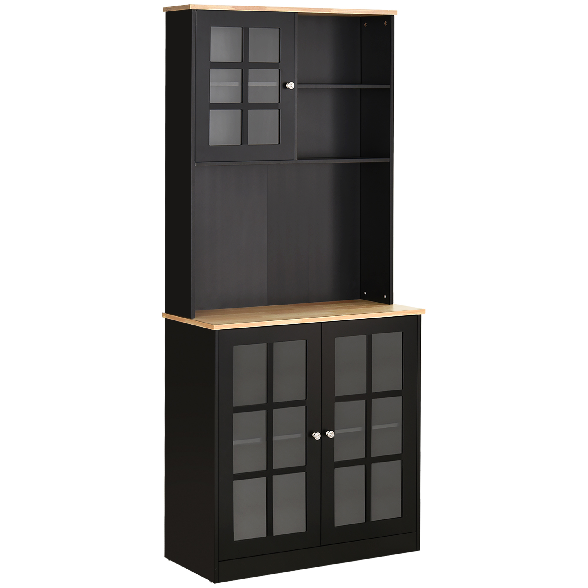 Armoire De Cuisine HOMCOM Avec Plan De Travail - Buffet Rangement 180 Cm Portes Coulissantes Et Tiroirs