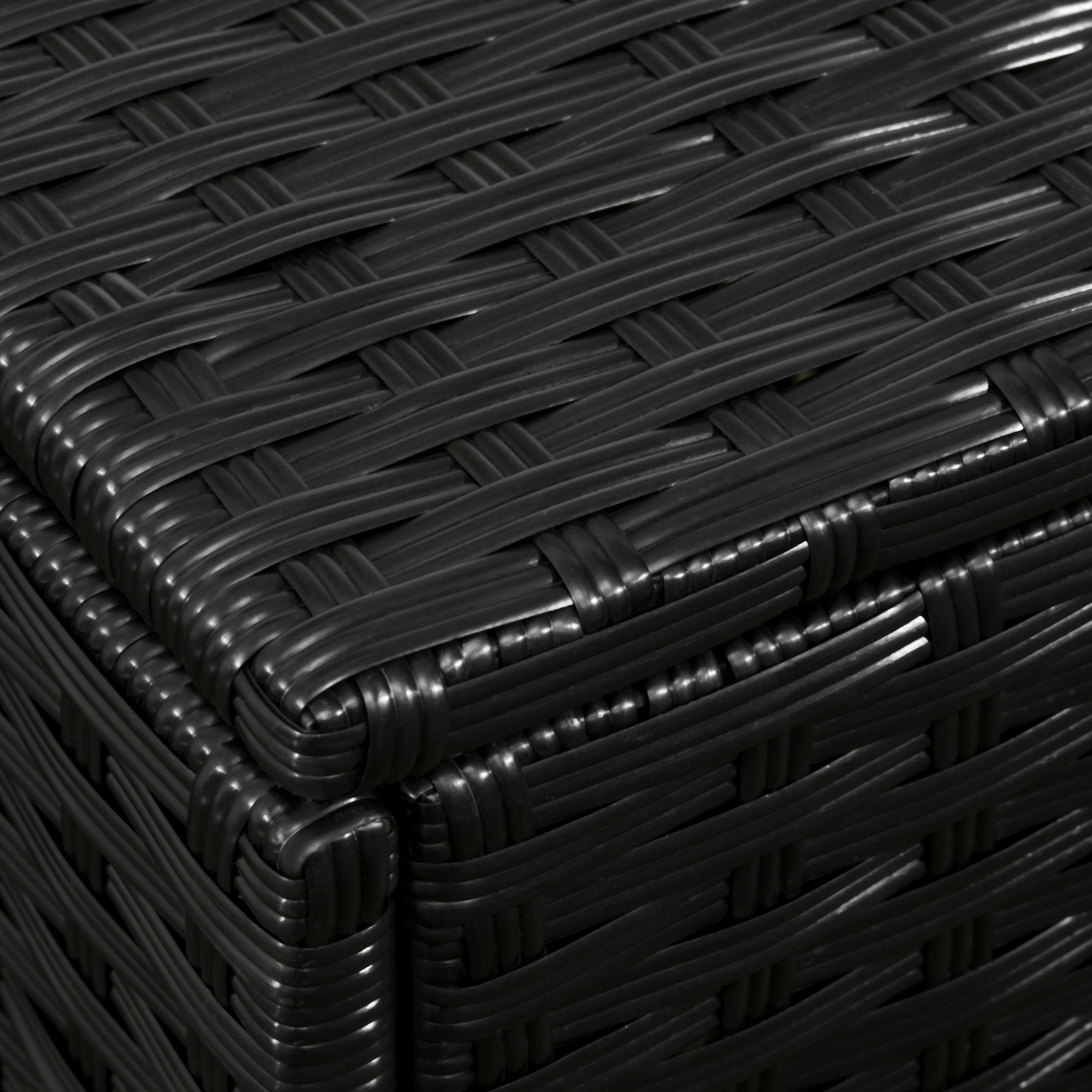 Outsunny Rattan Effect Garden Storage Box, Weatherproof Outdoor Deck Box with Shoe Shelf, Black