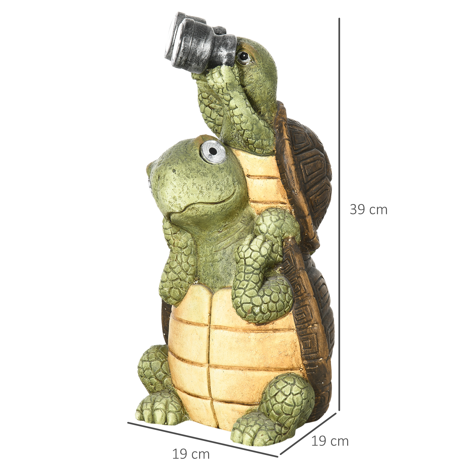 Outsunny Vivid 2 Tortoises GardenÂ Statue with Solar LED Light, Outdoor Ornament Art Sculpture Home Decoration for Porch, Deck, Grass
