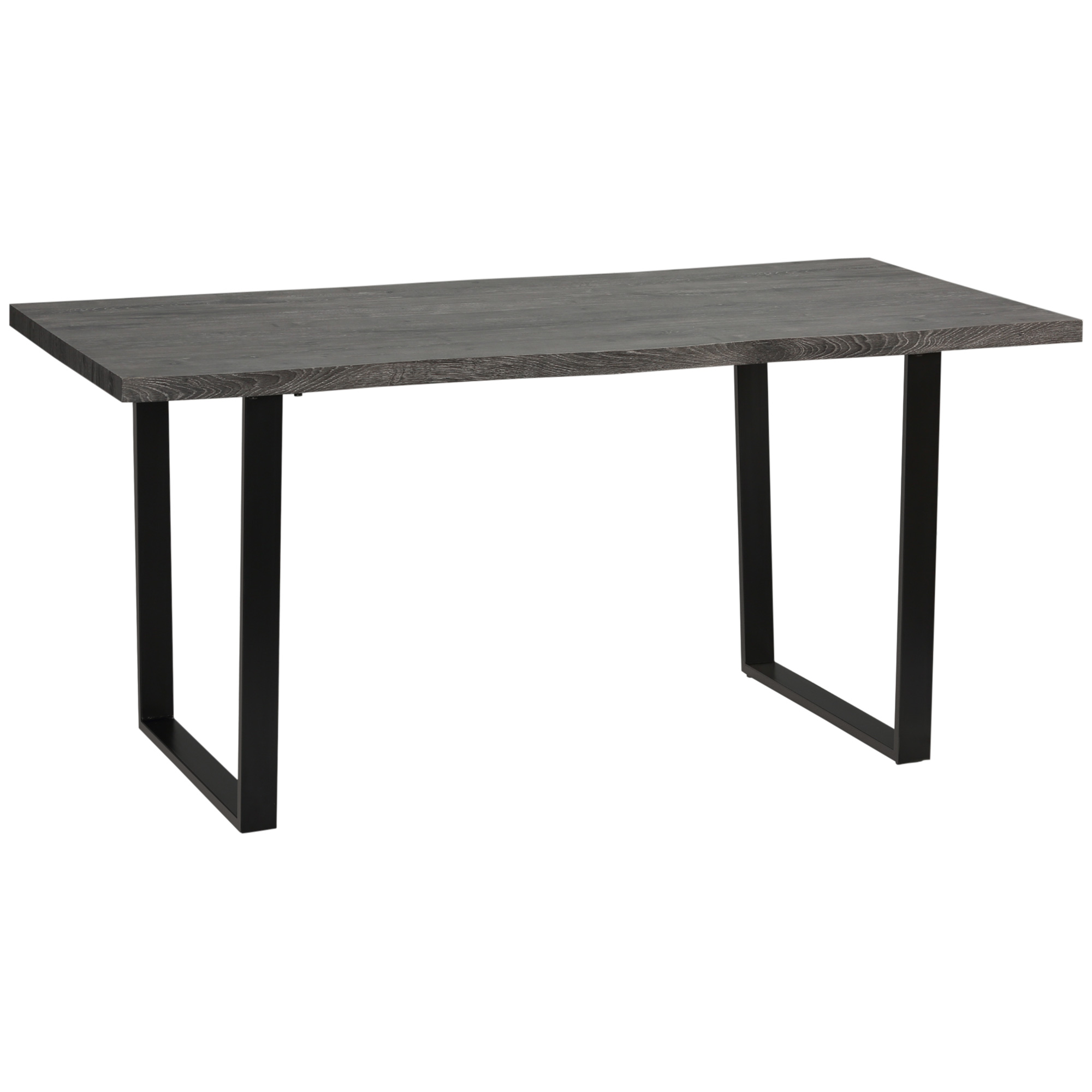 HOMCOM Mesa de Comedor Estilo Industrial con Encimera de Madera y Patas de Acero para hasta 6 Personas 160x85x75 cm Gris