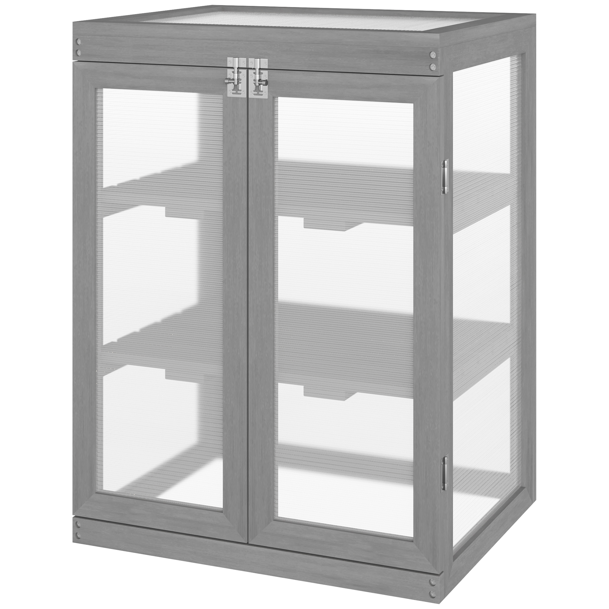Outsunny 3-tier Wood Greenhouse Garden Polycarbonate Cold Frame Grow