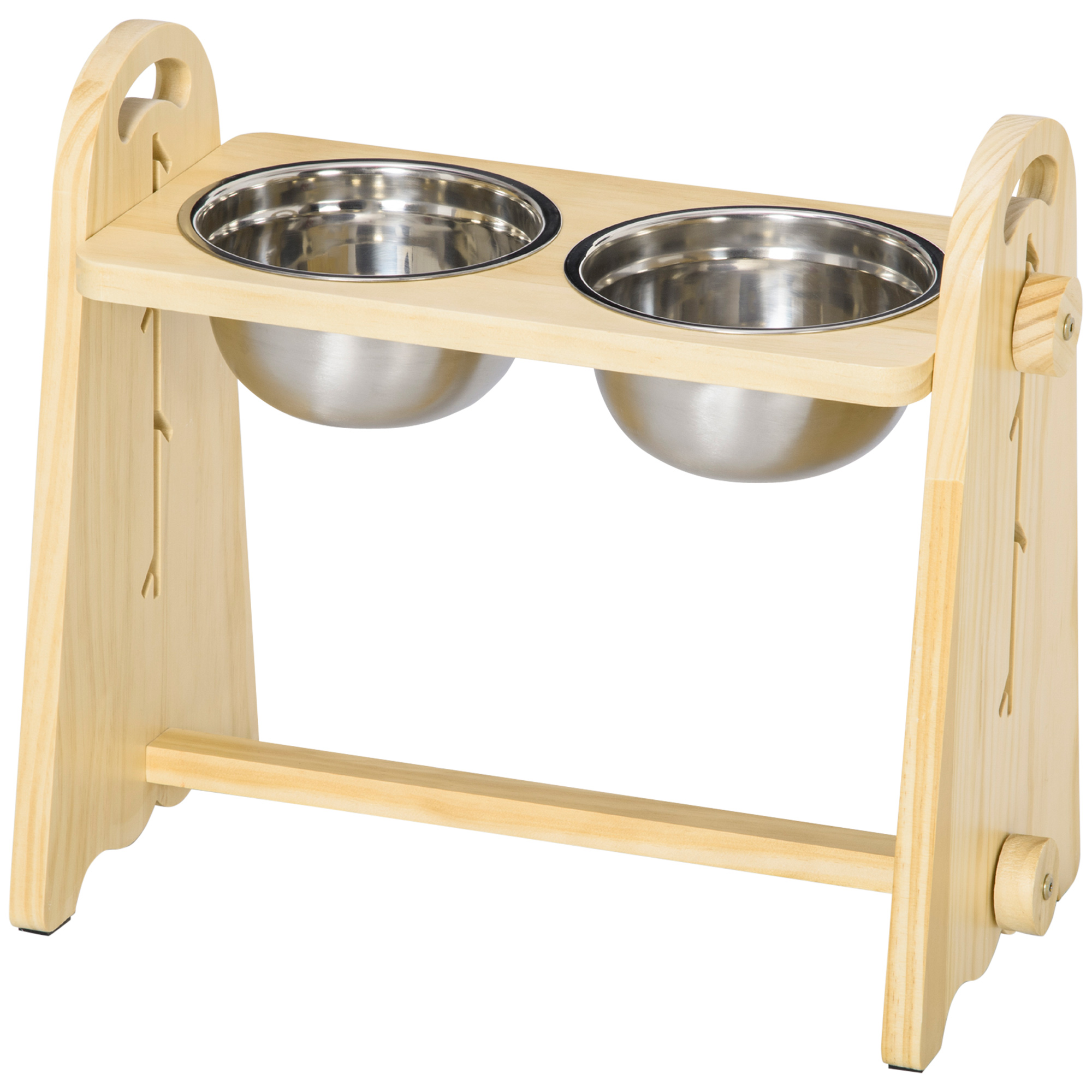 PawHut Raised Dog Bowls with Stand Adjustable Raised Pet Feeder with 2